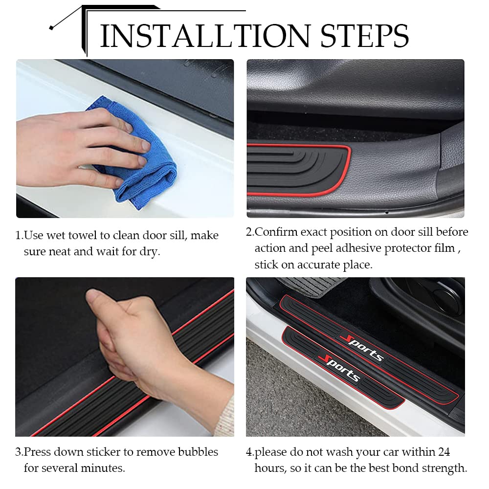 4PCS Universal Car Door Sill Protectors - Anti-Scratch & Waterproof for SUV Truck (Black) - Perfect for Car Entry Protection