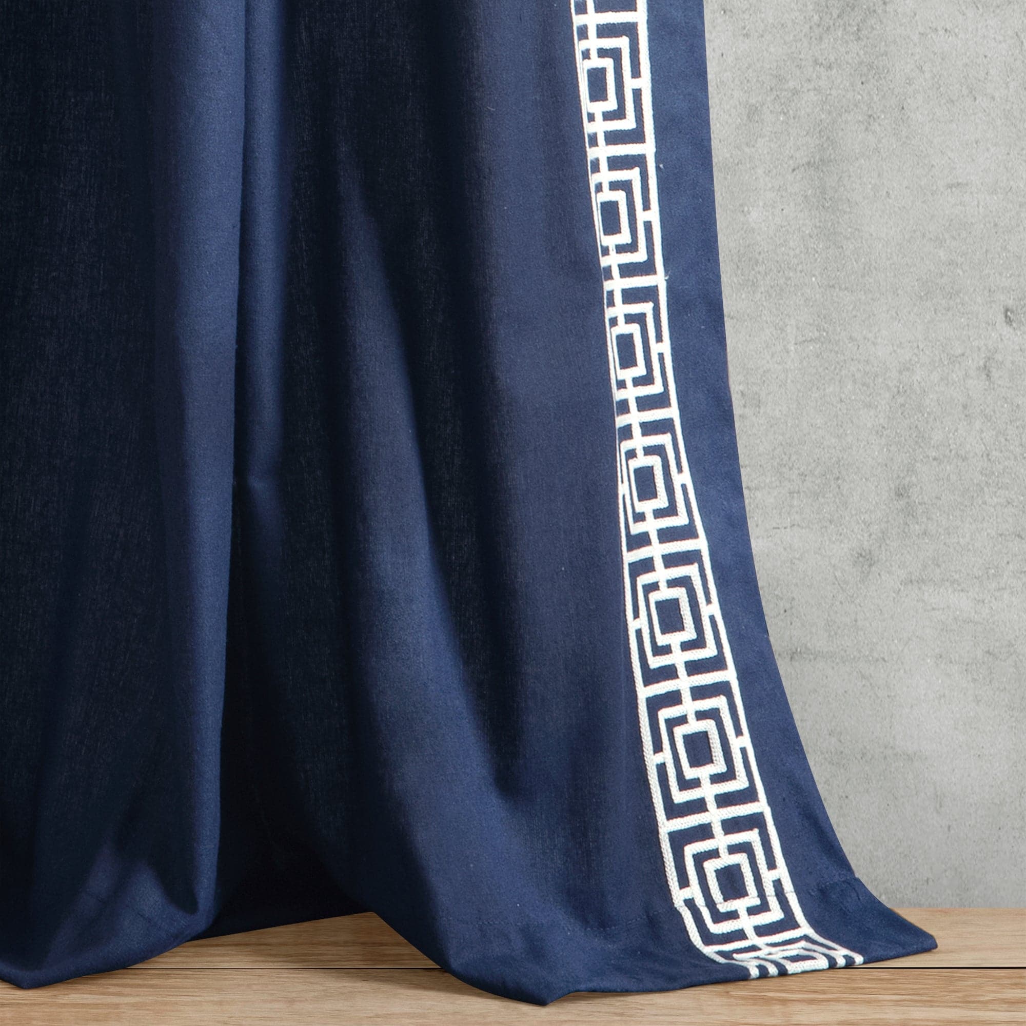 Luxury Modern Square Embroidery Border Window Curtain Panel - Elegant Home Decor for Living Room, Bedroom & Dining Room