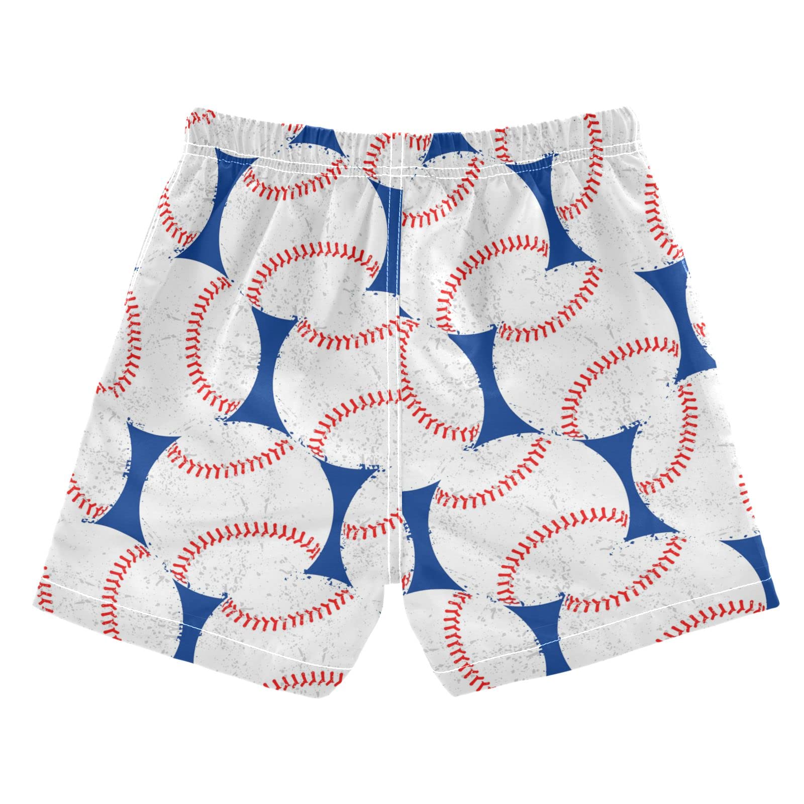 Blue Baseball Texture Boys Swim Trunks - Quick Dry Toddler & Kids Bathing Suits with Adjustable Waist (2T-16) | Perfect for Beach, Pool & Summer Water Activities