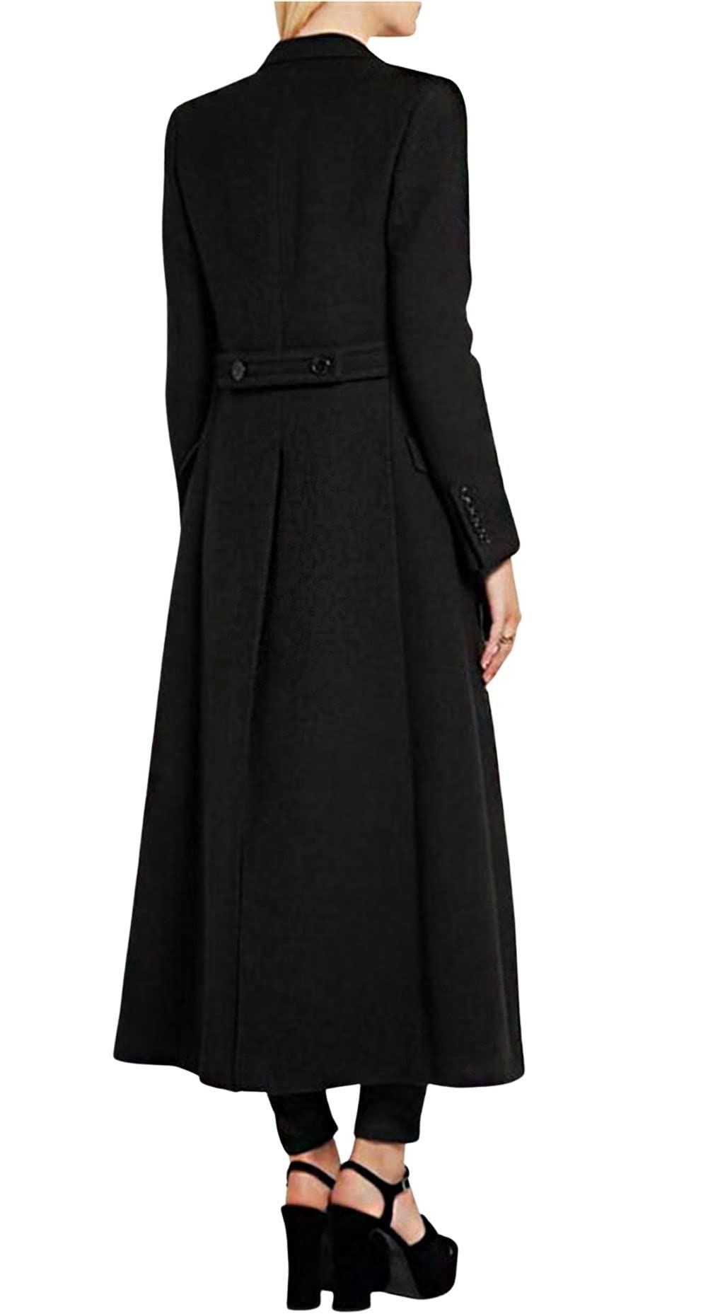 CHARTOU Women's Double Breasted Long Wool Trench Coat - Notched Collar Wool Blend Pea Coat for Fall & Winter | Office, Dating & Formal Occasions