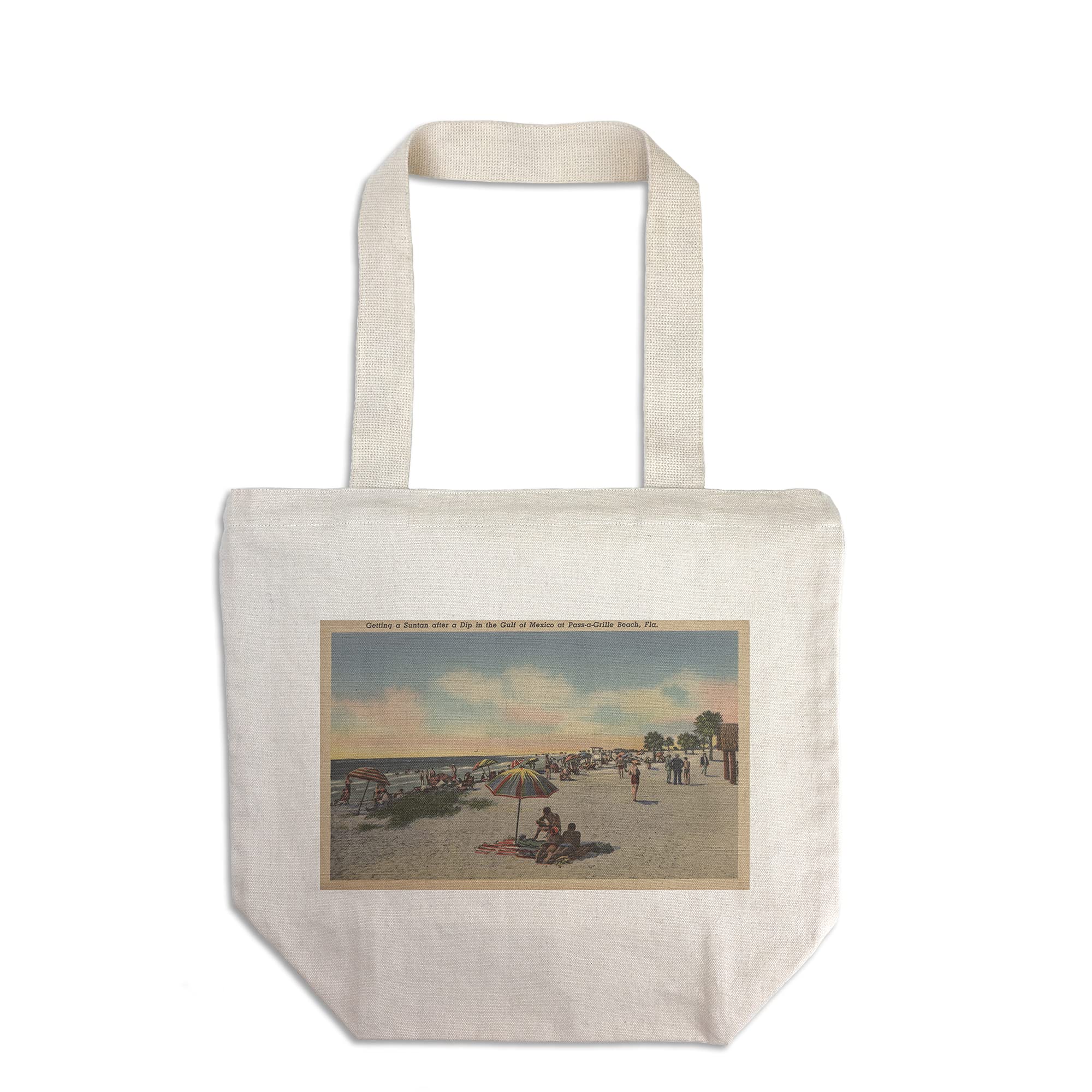 Lantern Press Pass-a-Grille Beach Florida Sunbathers Canvas Tote Bag - Eco-Friendly 100% Cotton Reusable Beach Bag for Shopping, Travel & Picnics