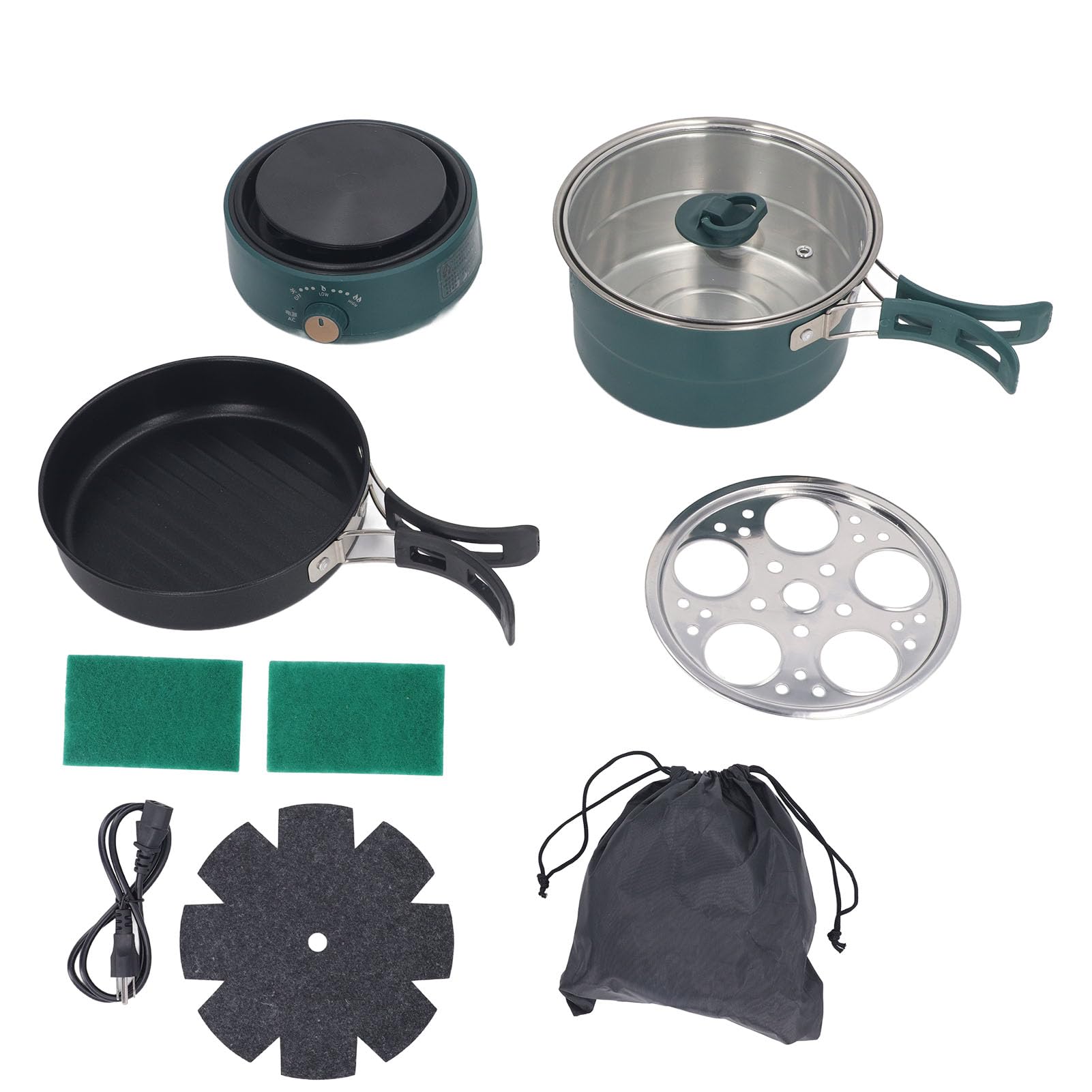 500W 1.6L Multifunctional Electric Cooker - Portable Mini Ramen Noodle Cooker with Foldable Handle for Dorm, Office & Travel | Perfect for Cooking Noodles, Steak, Eggs & Stir-Fry Dishes