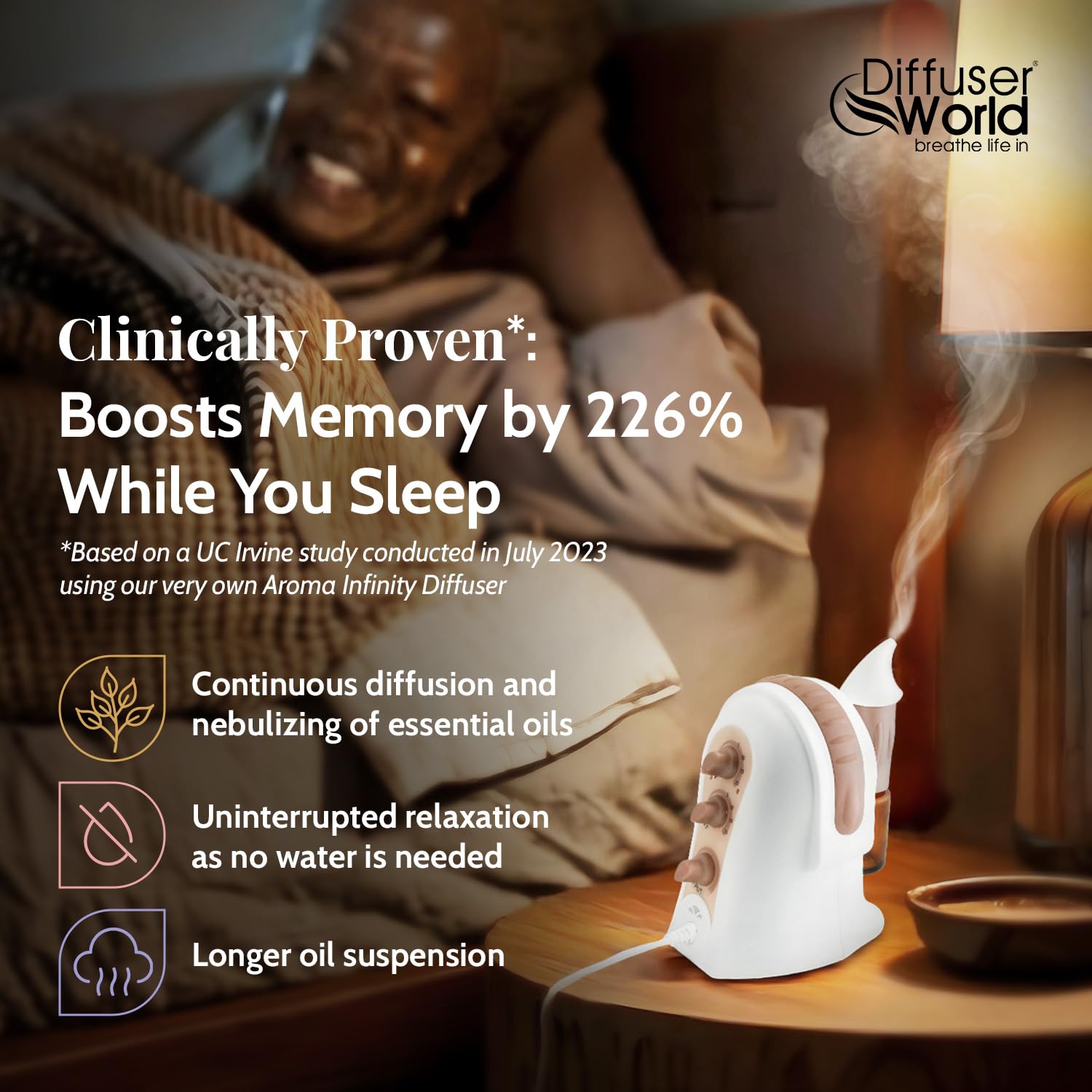 Premium Waterless Essential Oil Diffuser - USA Made 110V Aromatherapy Machine for Large Rooms & Whole House | Home Spa, Yoga Studio, Office Relaxation & Bedroom Air Freshener | Bronze Finish Oil Atomizer
