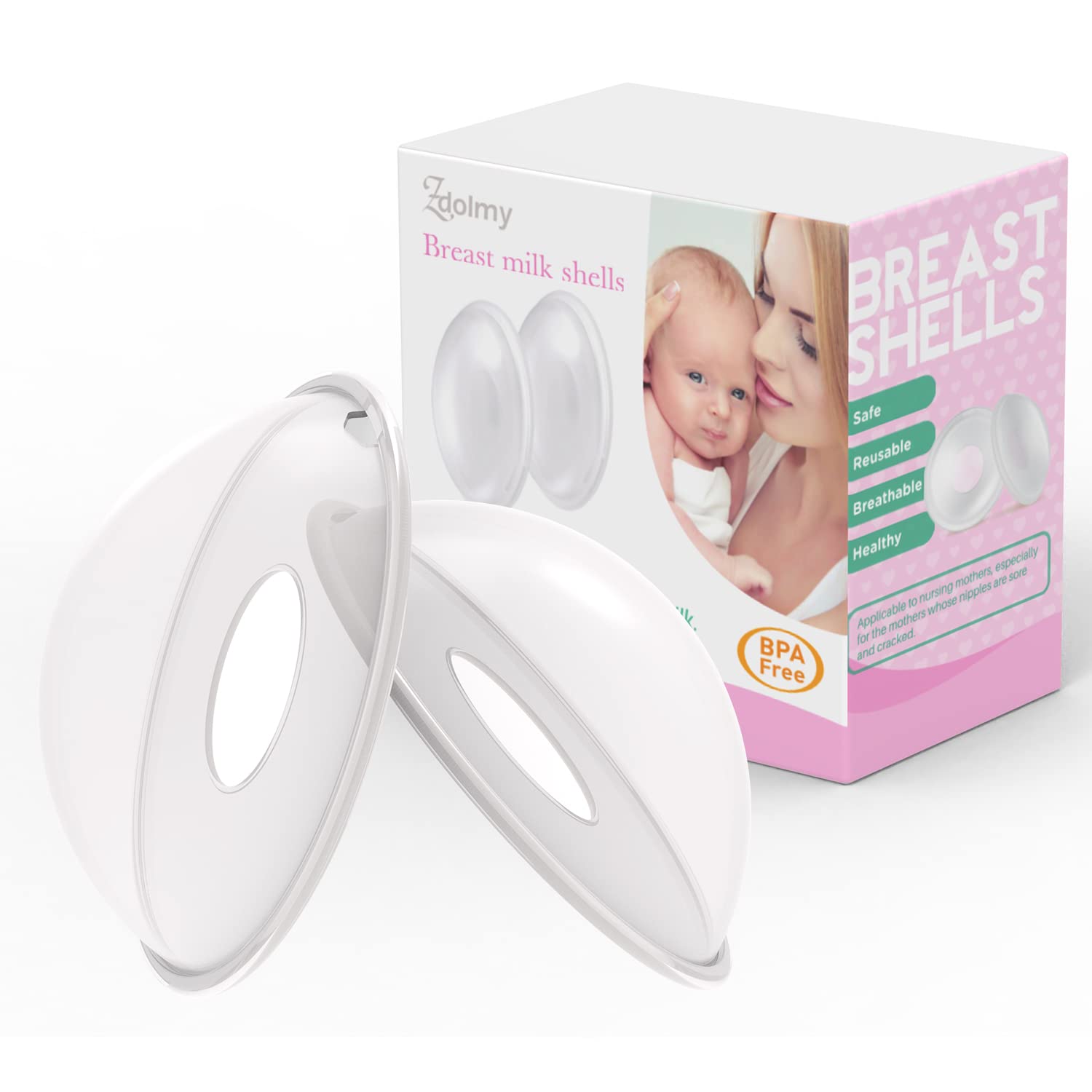 BPA Free Reusable Breast Shells & Nursing Cups - 2 Pack for Breastfeeding Comfort, Milk Collection & Leak Prevention | Ideal for Nursing Moms, Pumping & Daily Use