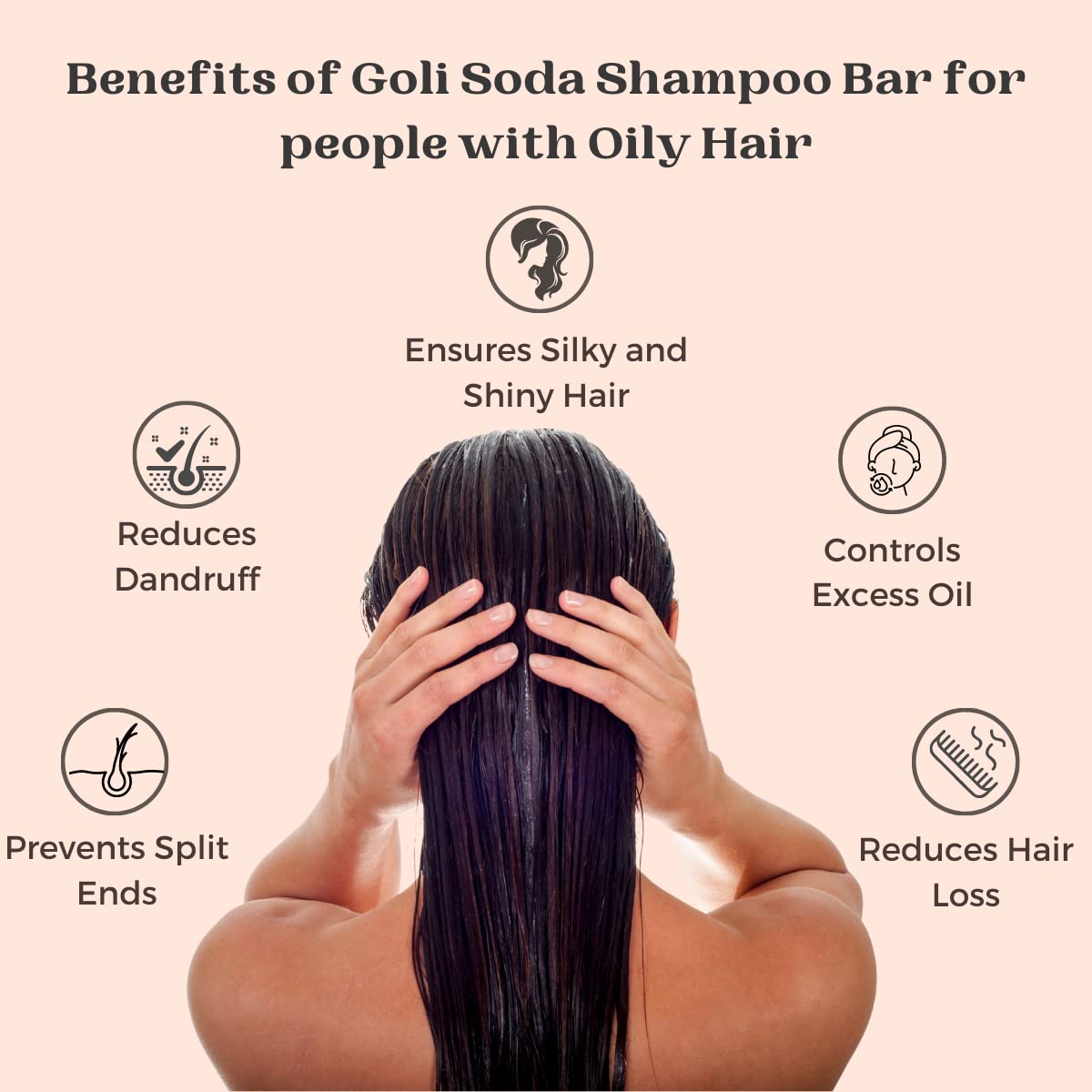 Goli Soda All Natural Probiotics Shampoo Bar for Oily Hair & Scalp Care | Vegan, Palm Oil-Free with Brahmi Powder & Apple Cider Vinegar | Unisex Hair Cleansing Bar for Men & Women | Travel-Friendly Solid Shampoo (90g) - Perfect for Gym, Camping & Eco-Conscious Daily Hair Wash