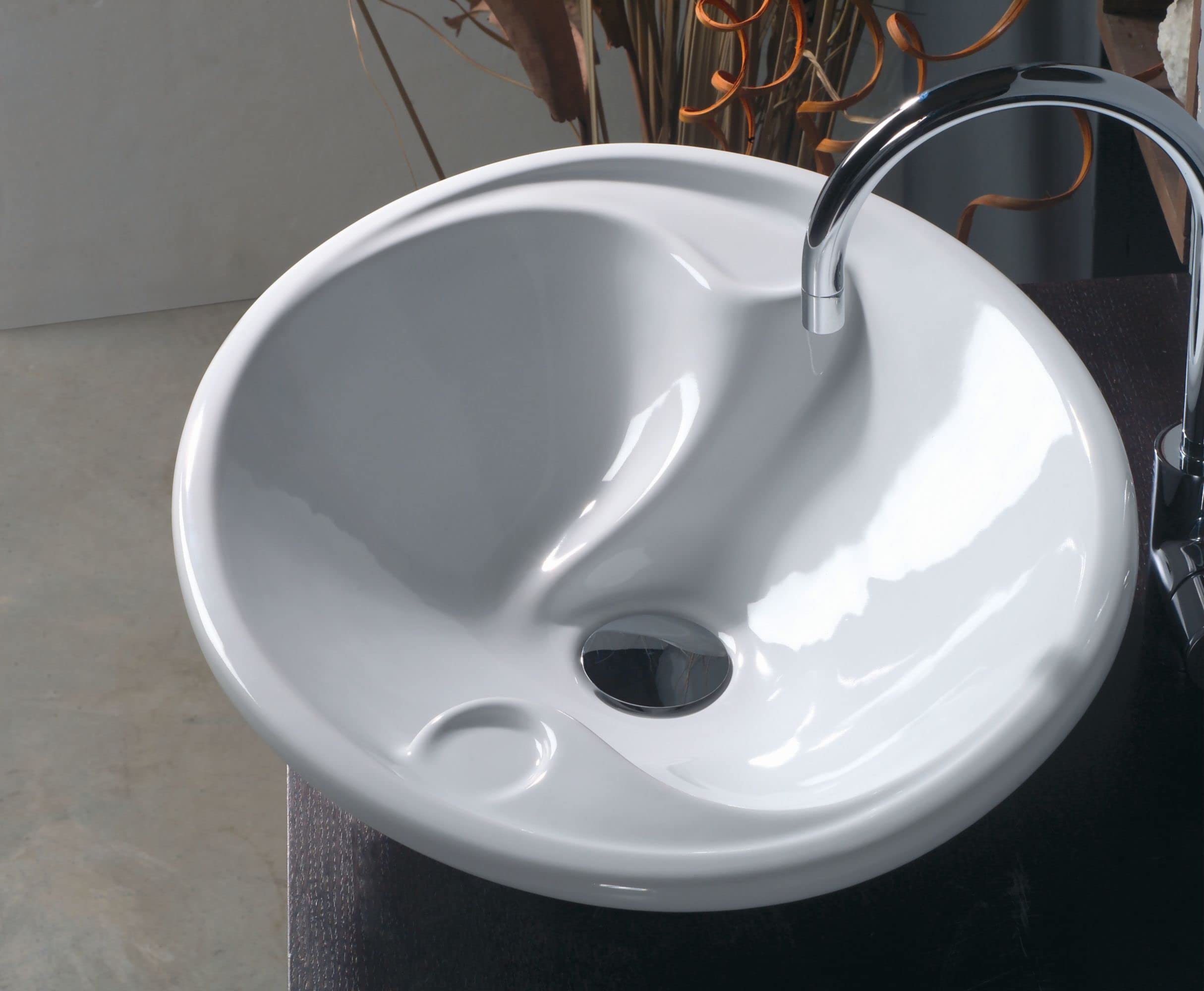 Ceramica 22.0 x 17.7 Inch White Above Counter Bathroom Sink - Modern Drop-In Vessel Vanity Sink for Bathroom Remodeling and Home Decor