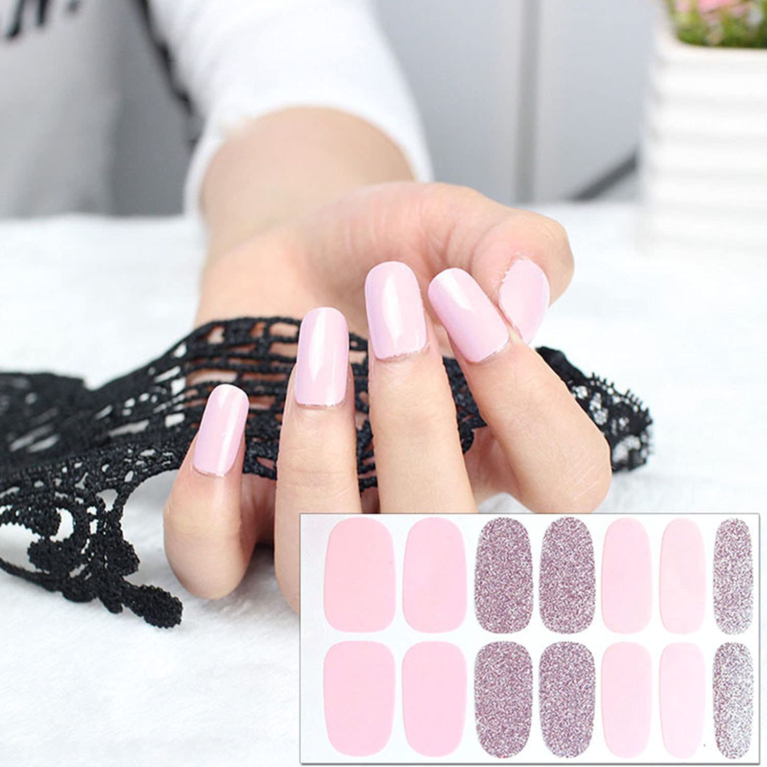 WOKOTO 20 Sheets Nail Polish Strips Set - 10 Solid Colors & 10 Glitter Nail Wraps | DIY Nail Art Kit with Nail File | Perfect for Home Manicures, Parties & Gifts