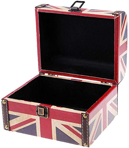 Taotenish Wooden Jewelry Box with UK Flag Design - Elegant Treasure Storage Organizer for Necklaces, Rings & Keepsakes - Perfect Gift Box for Women, Birthday & Anniversary Presents