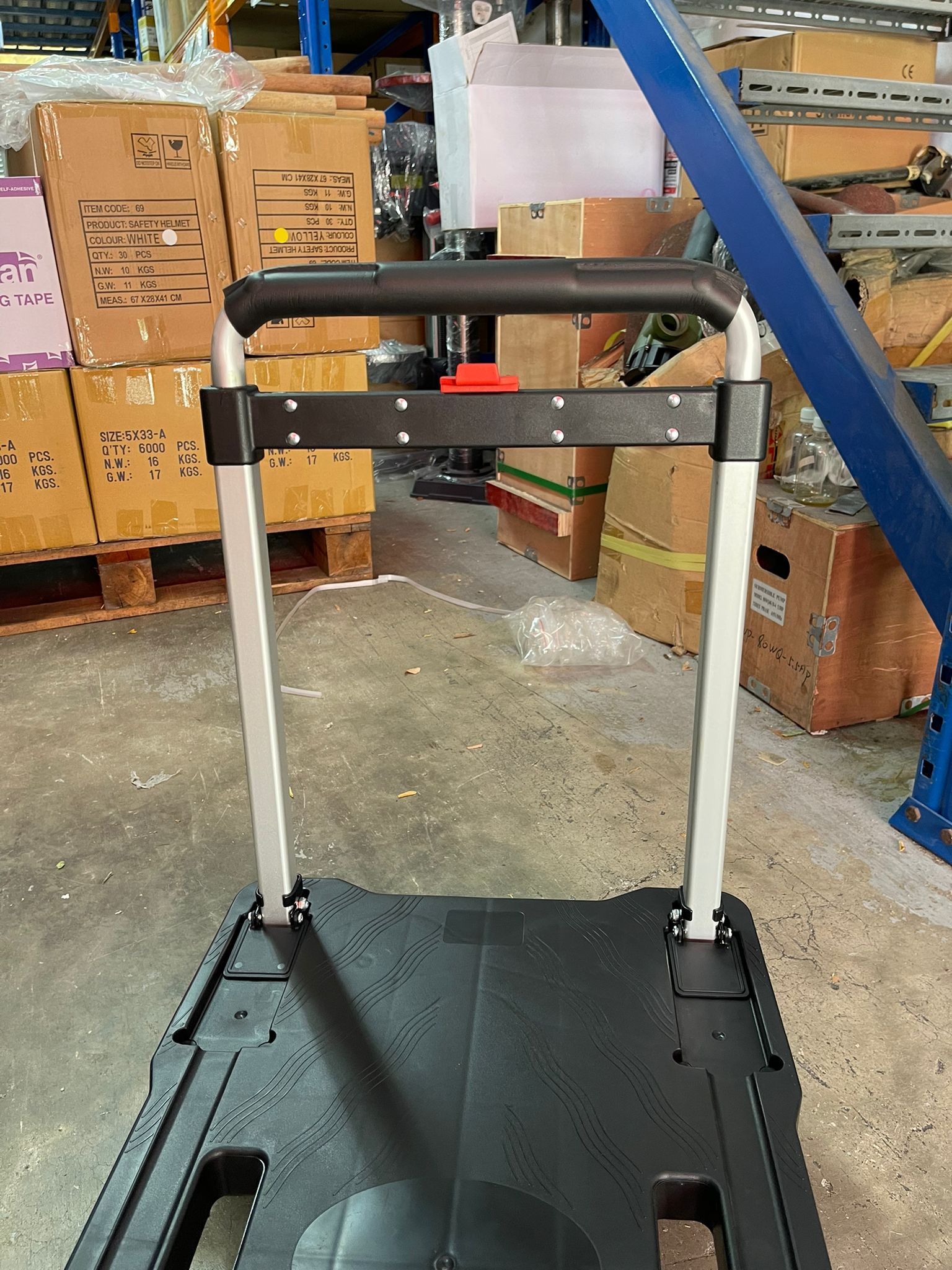 Aiko 150kg Heavy Duty PVC Silent Foldable Trolley Cart - Black (Model TRL DL150 SF) | Perfect for Warehouse, Home, Office & Industrial Use