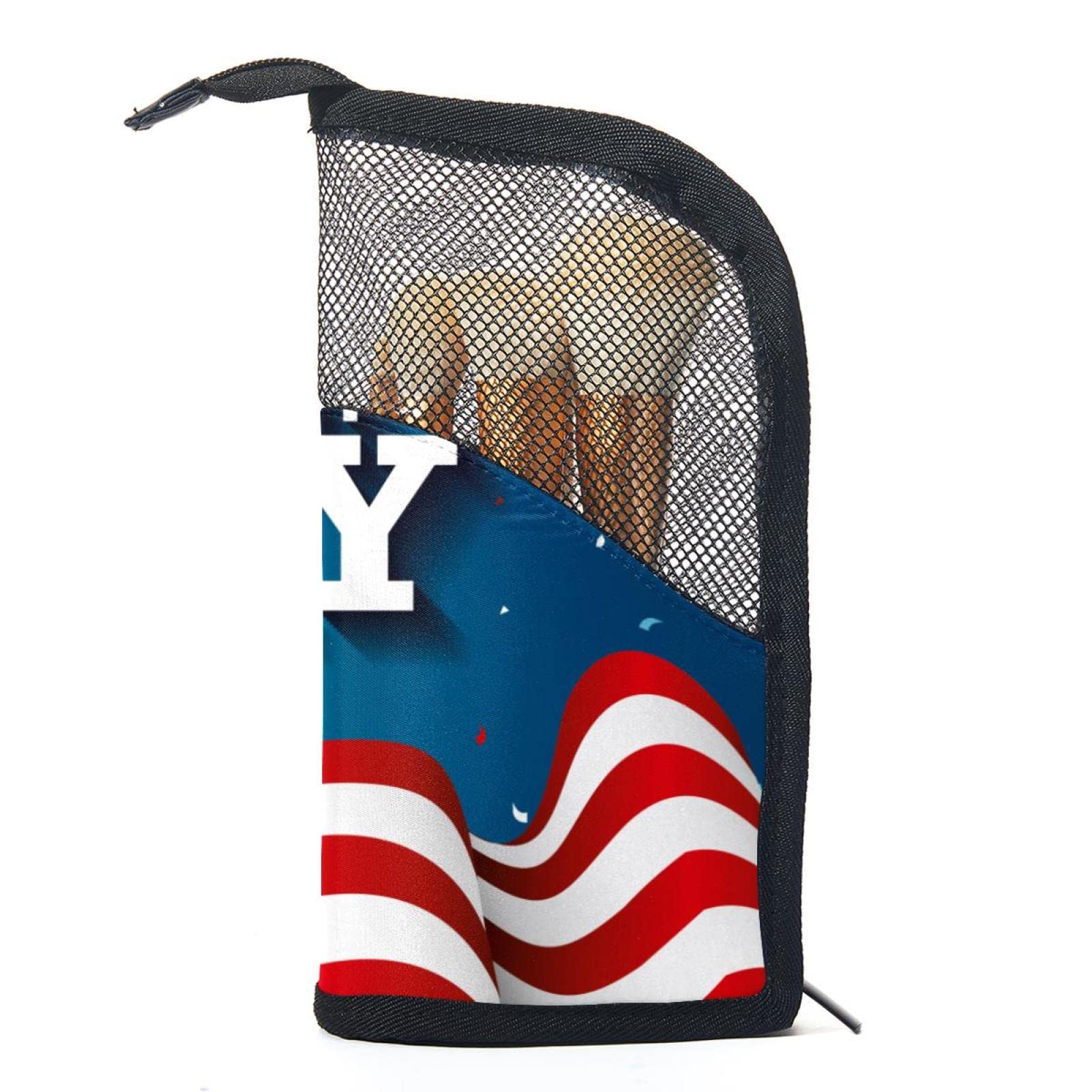 Premium 12-Piece Makeup Brush Organizer Bag with American Flag Design - Portable Travel Cosmetic Brush Holder Case for Professional Artists & Home Use