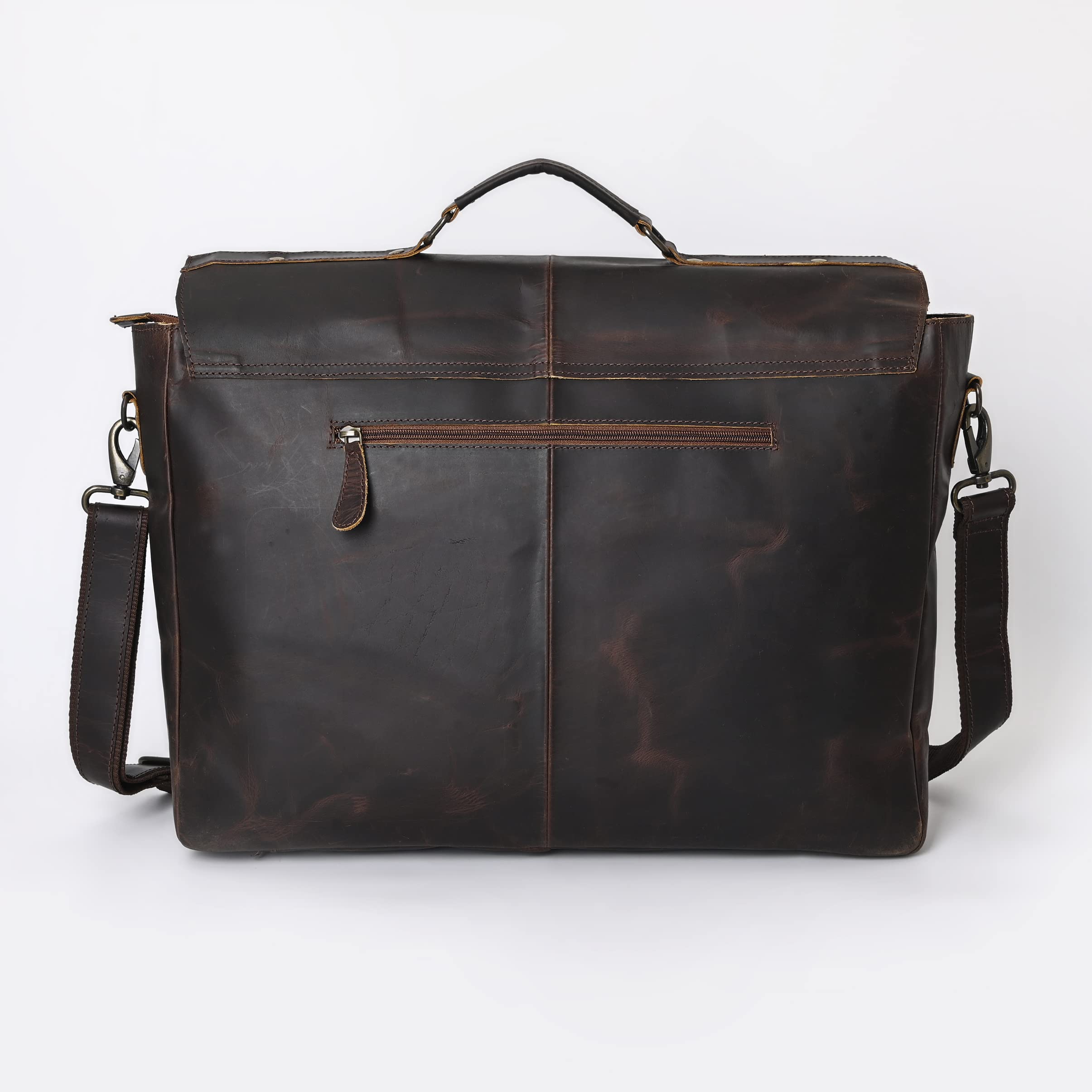 Premium Brown Hunter Leather Laptop Messenger Bag for Men & Women - Durable Business Briefcase for Work, Travel & College (15.6 Inch)