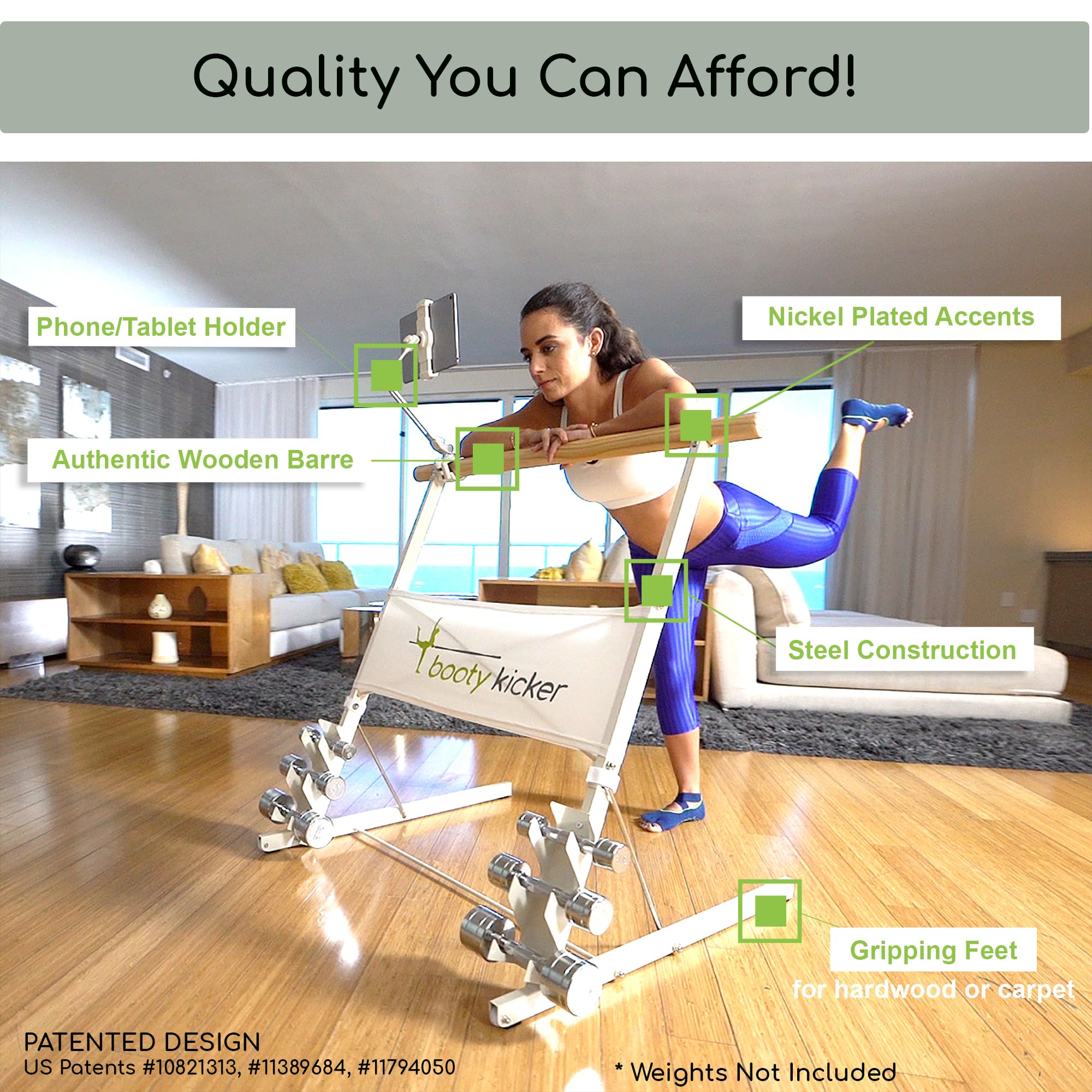 Portable Ballet Barre with Tablet & Phone Holder - Foldable Home Fitness Equipment for Barre Workouts, Yoga & Pilates | Perfect for Streaming Online Classes in Living Room, Bedroom or Small Spaces