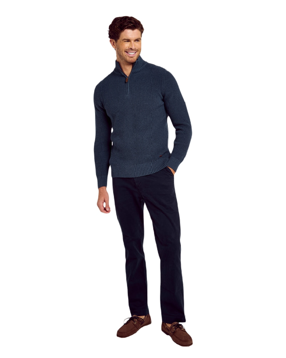 Dubarry Men's Portmarnock Fisherman Zip Neck Sweater - Warm Wool Pullover for Outdoor Activities, Fishing & Casual Wear