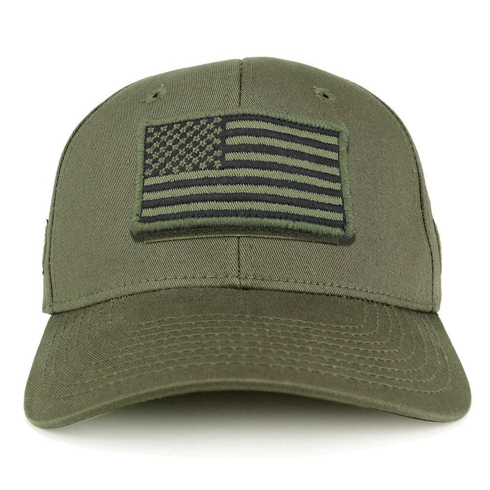 USA Olive Flag Tactical Patch Structured Baseball Cap - Military Style Adjustable Hat for Outdoor, Hiking & Casual Wear