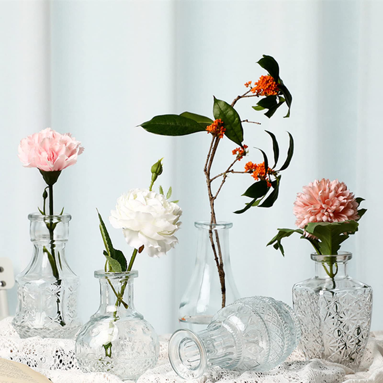 DEAYOU 10-Pack Clear Glass Bud Vases - Small Floral Centerpiece Vases for Wedding Decor, Home Table Decorations, Tea Party & Gift Ideas - Perfect for Roses, Succulents & DIY Flower Arrangements