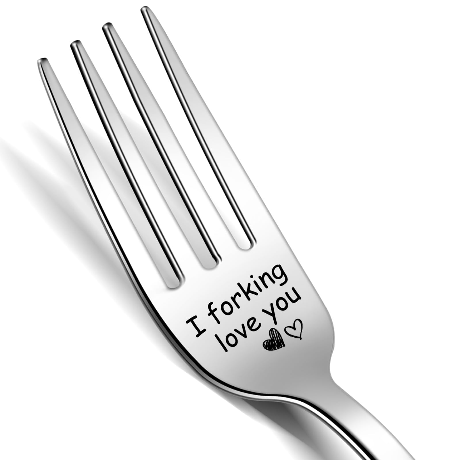 Stainless Steel I Love You Forks - Romantic Gift for Him, Boyfriend & Husband - Perfect for Valentine's, Anniversary & Birthday
