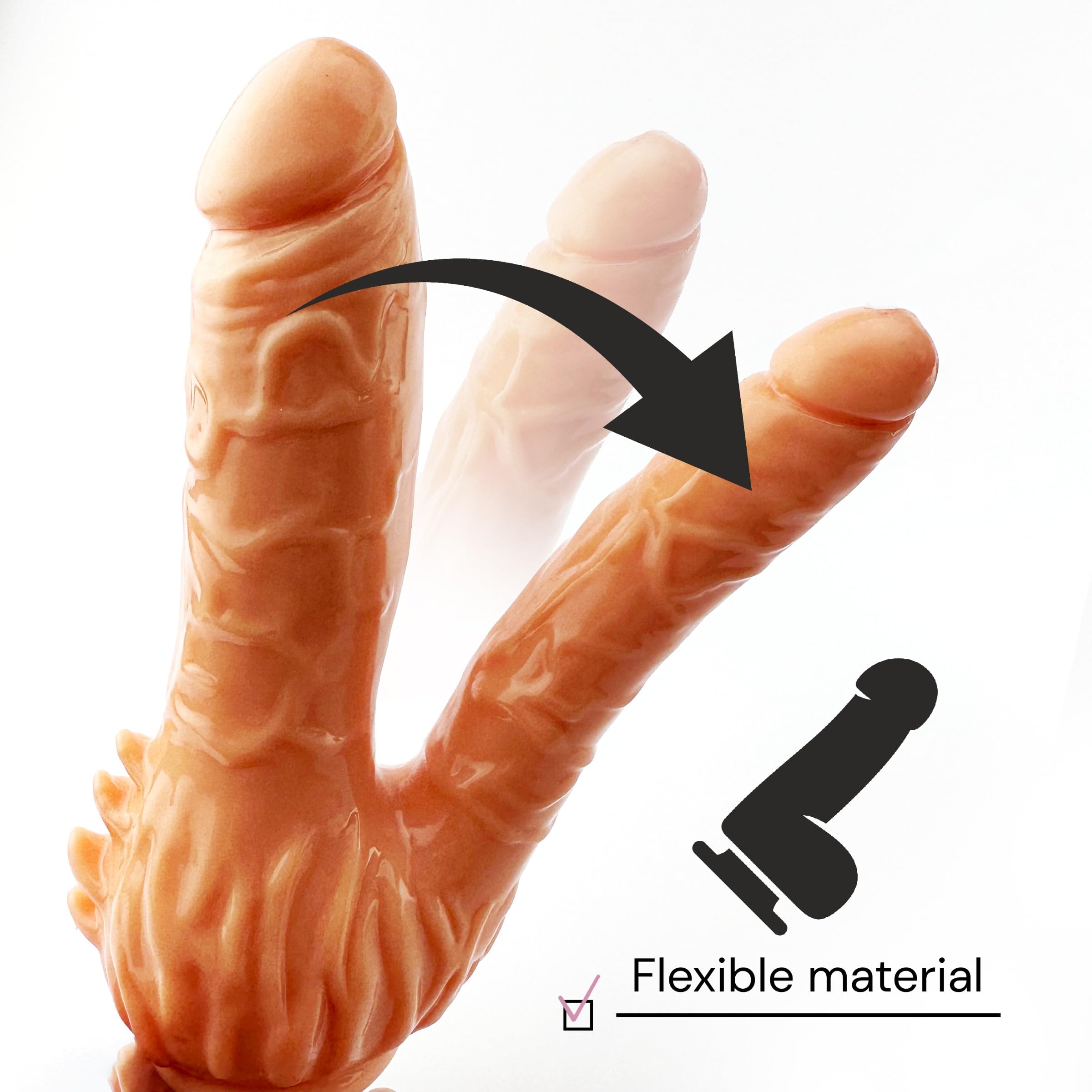 21cm Realistic Double-Ended Dildo - ABS & TPR Material, Waterproof, Adjustable for Anal & Vaginal Use - Perfect for Couples Play & Solo Exploration