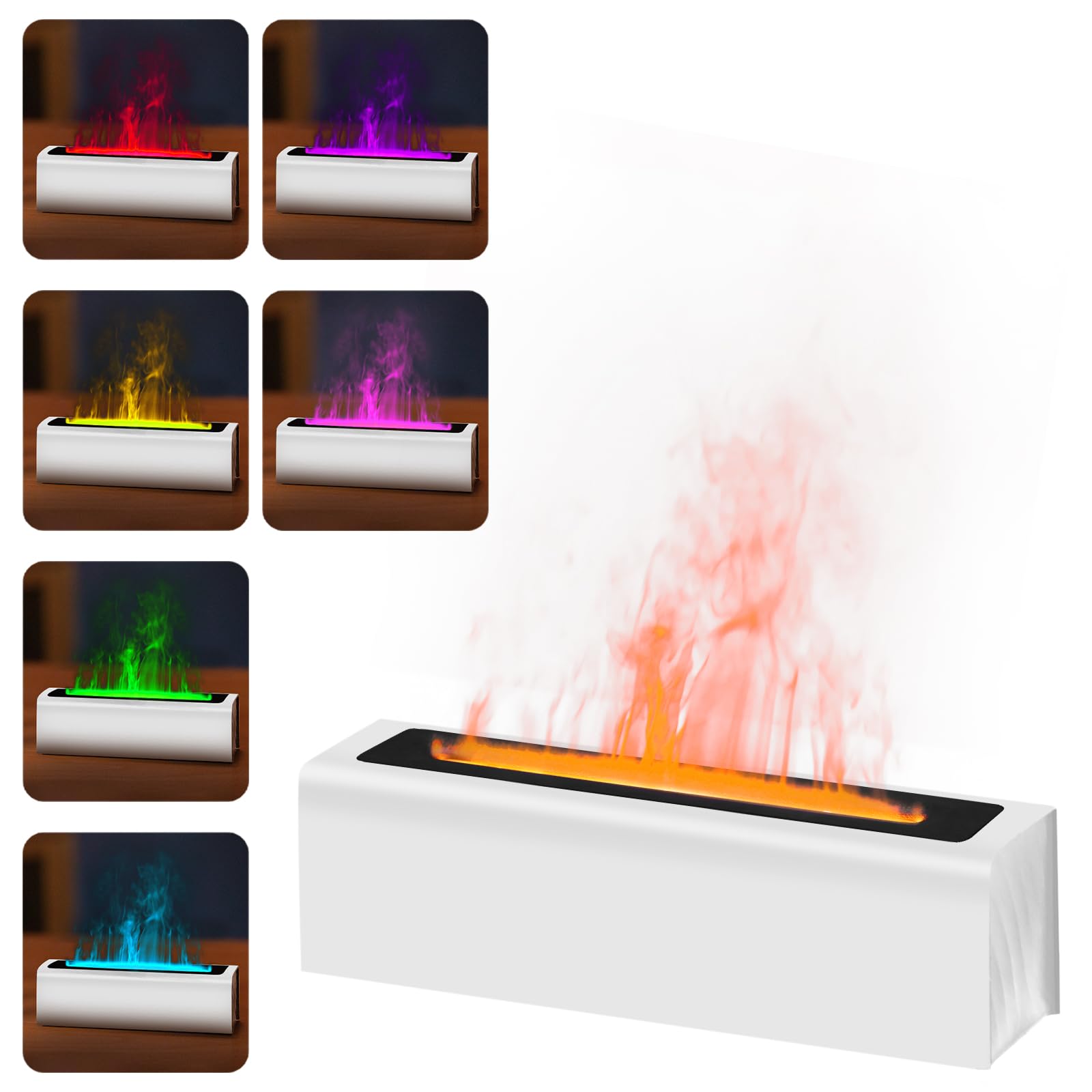 Portable Aromatherapy Essential Oil Diffuser with 7 Color Changing LED Flame Night Light - 2 Lighting Modes & Humidifier for Home, Office, Yoga, Spa, and Bedroom Relaxation