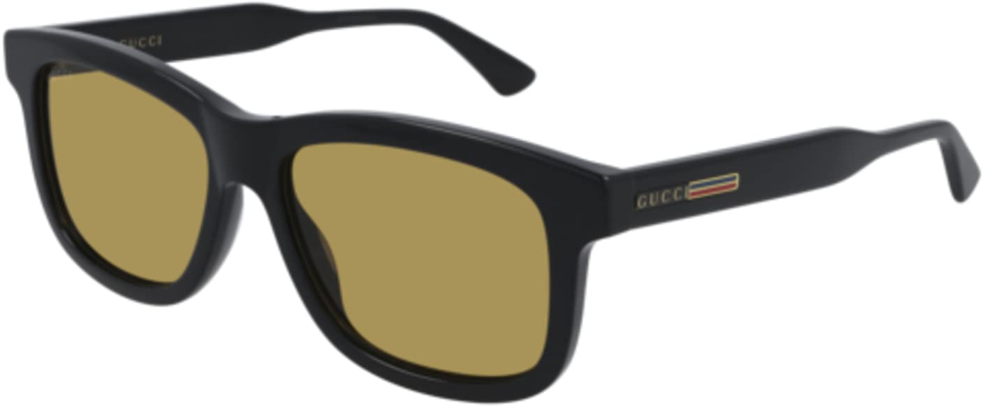 Gucci GG0824S 006 Sunglasses for Men - Black Frame with Brown Lenses, 55mm Size | Luxury UV Protection Shades for Driving, Beach & Outdoor Activities