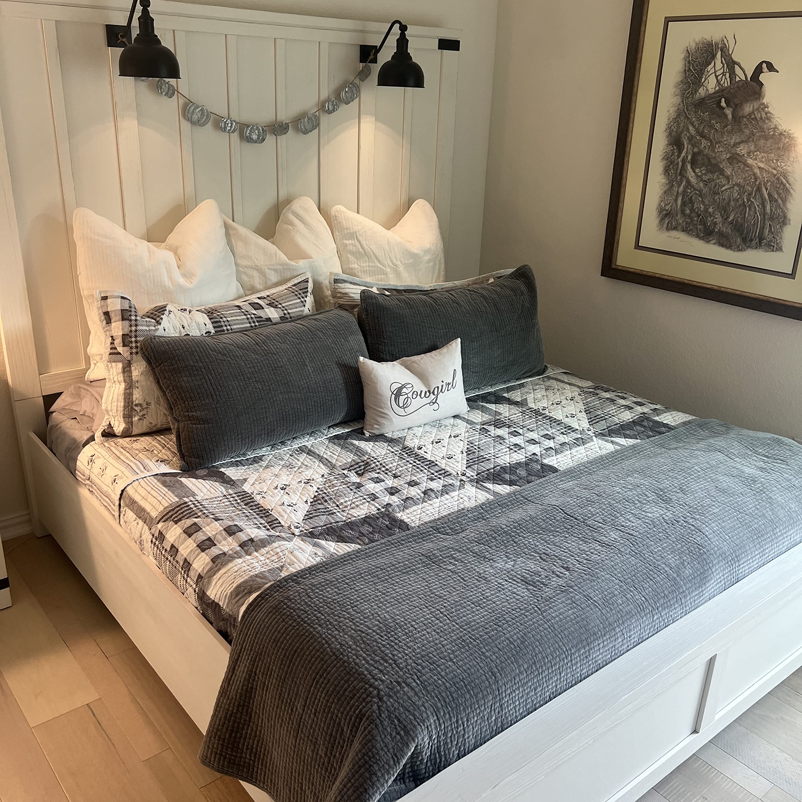 Premium Stonewashed Cotton Velvet 3-Piece King Size Quilt Set with Pillow Shams - Soft Lightweight Gray Solid Bedding for Cozy Nights | Classic Traditional Bed Cover for Master Bedroom or Guest Room Decor