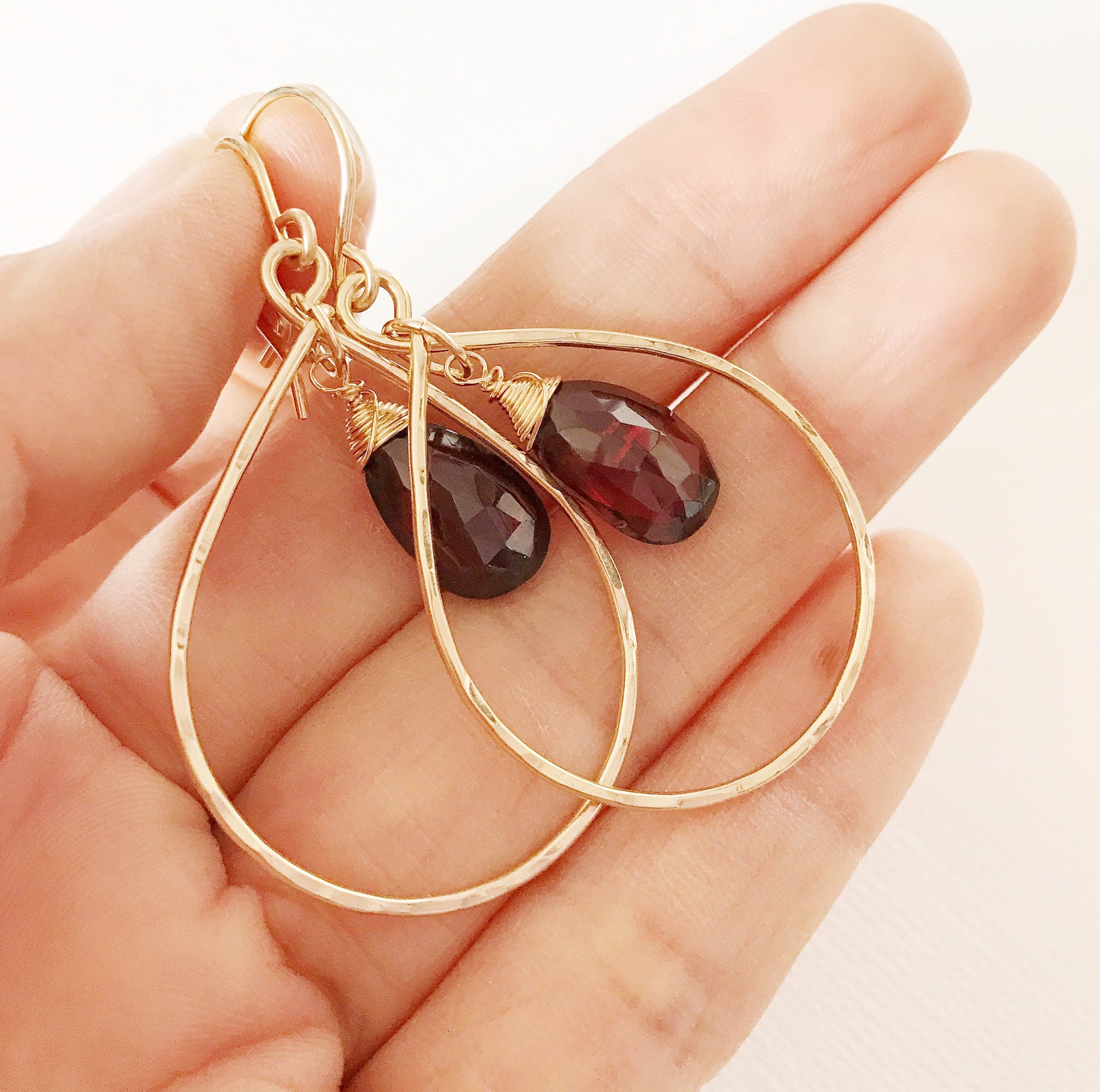Garnet Hana Earrings (E325) – Elegant Red Gemstone Jewelry for Women, Perfect for Parties, Weddings & Special Occasions