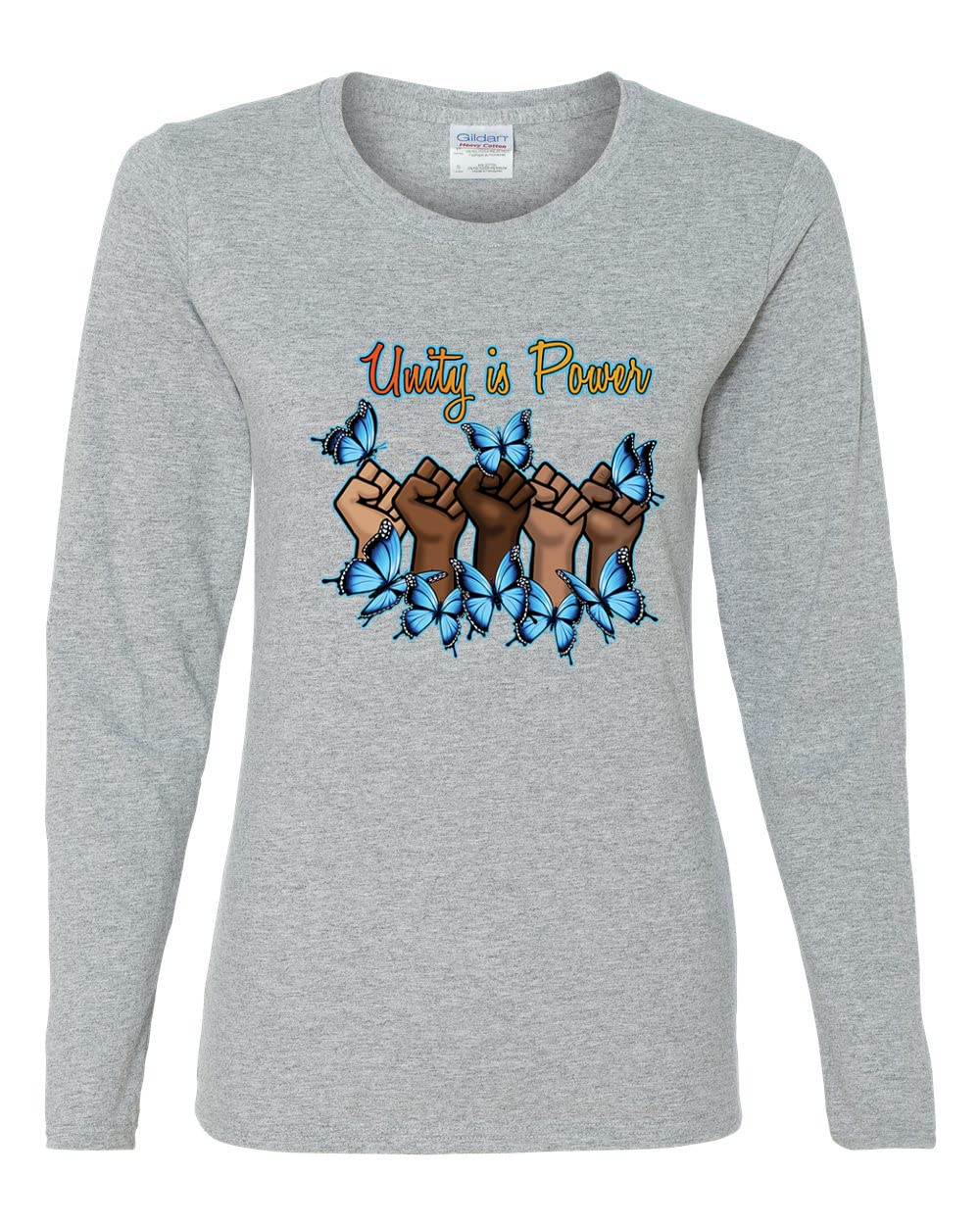 Wild Bobby Unity is Power Black Pride Women's Graphic Long Sleeve T-Shirt - Black History Month, Civil Rights, Protest & Empowerment Apparel