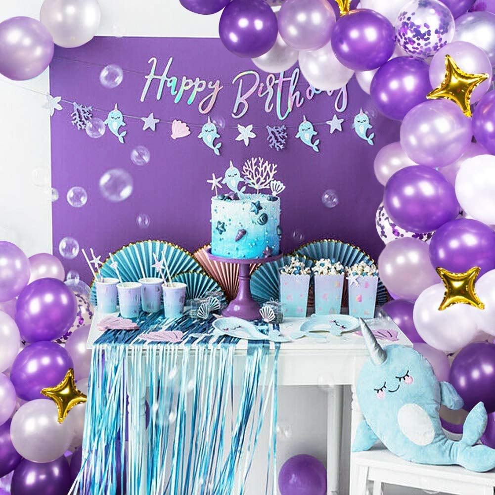 60pcs 12 Inch Purple and White Confetti Latex Balloons - Birthday Party Decorations, Baby Shower, Wedding, Princess Theme Party | Perfect for Indoor & Outdoor Celebrations, Photo Backdrops, and Festive Events