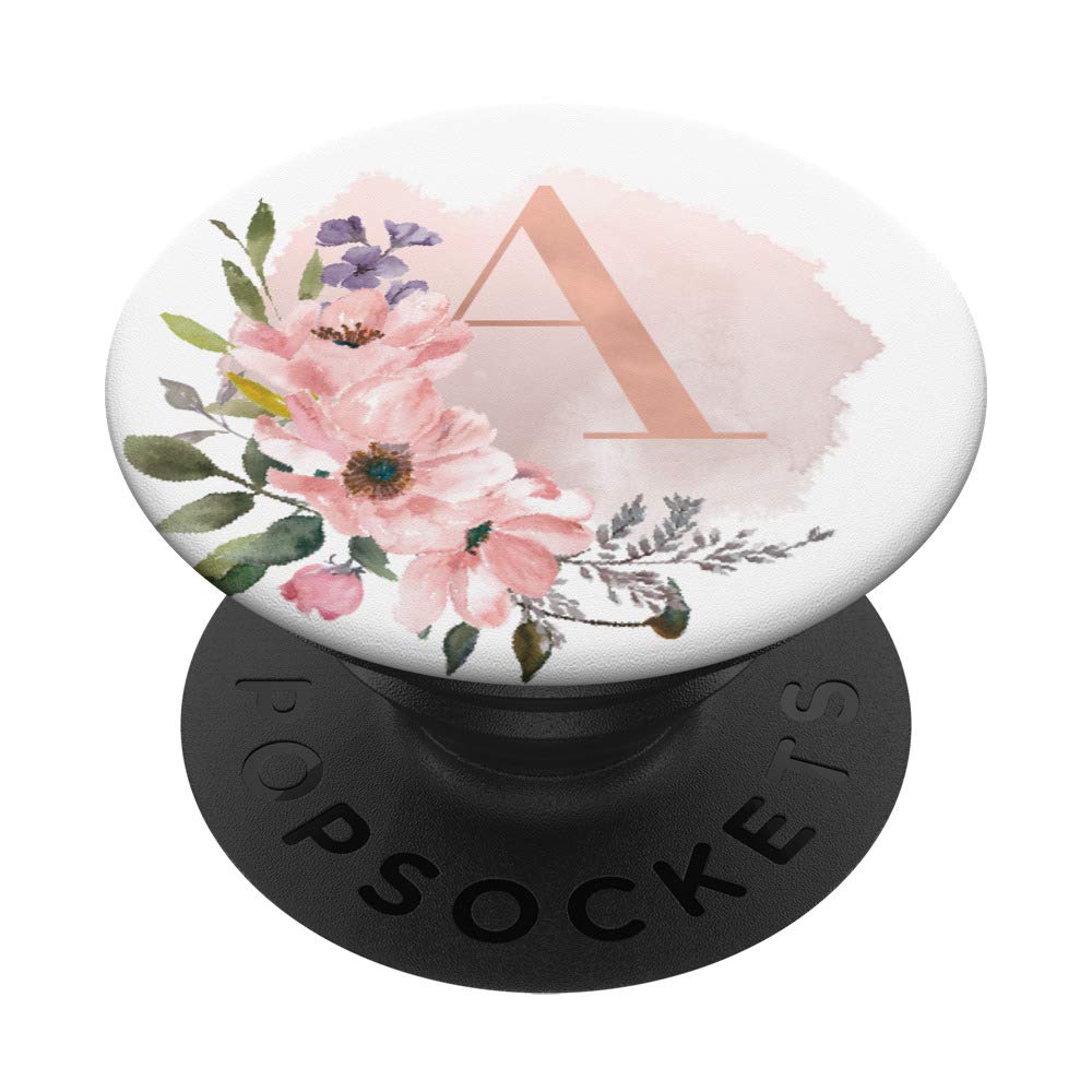 Rose Pink Lilac Blush Flowers White Monogram Letter A - Personalized Floral Decor for Weddings, Baby Showers & Home Decor