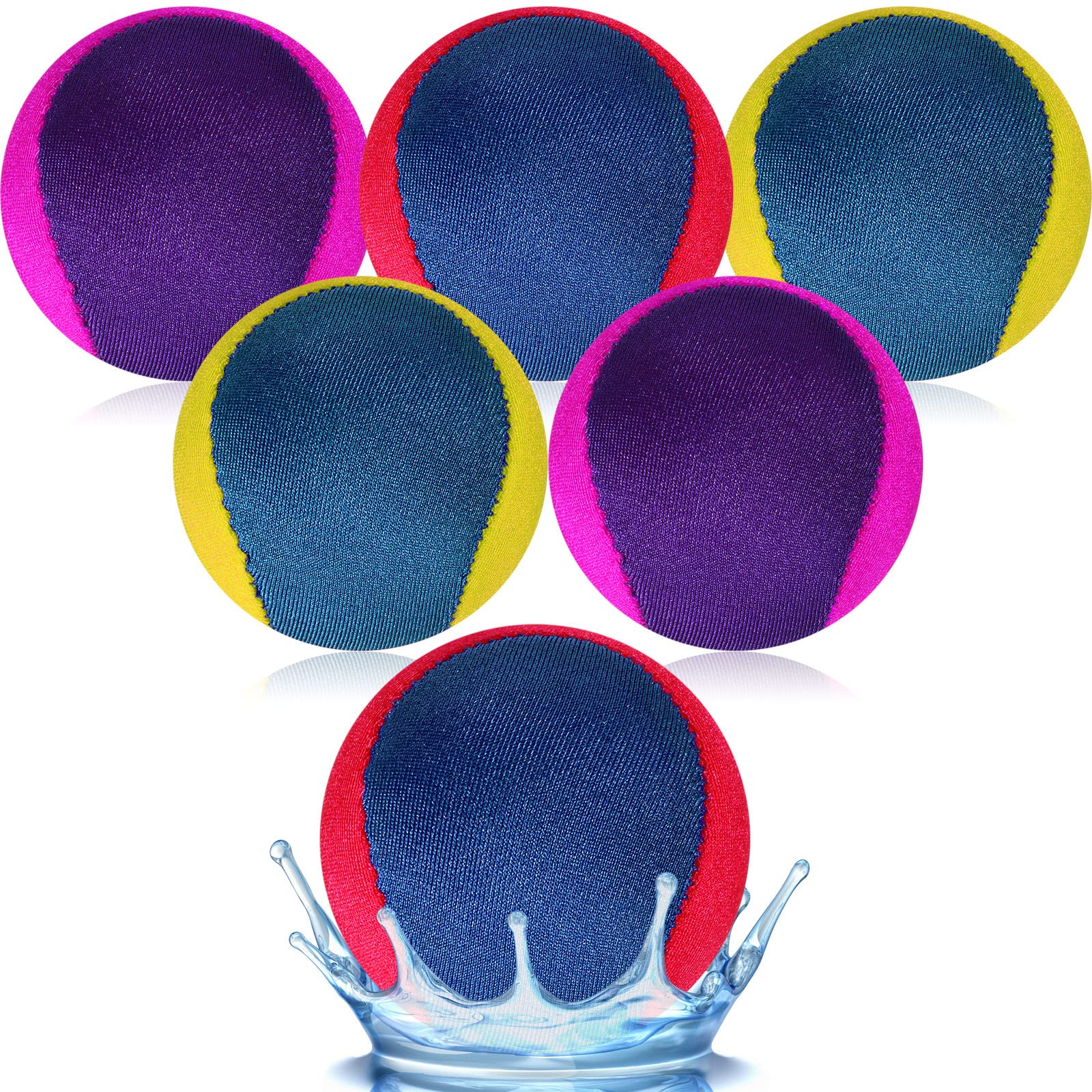 6 Pcs Water Skipping Balls - 2 Inch Beach Pool Toys for Kids Outdoor Games