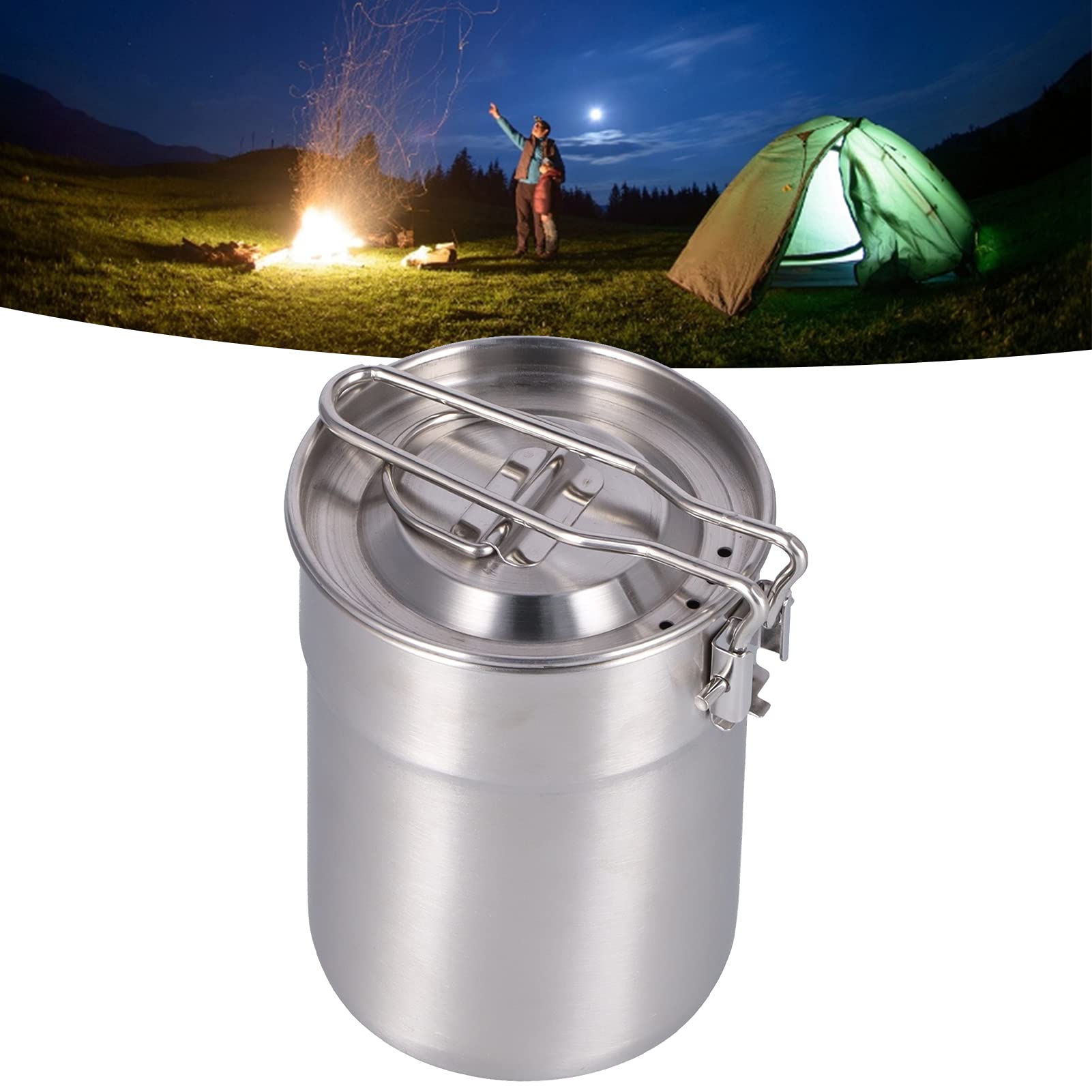 1L Stainless Steel Coffee Percolator - Portable Outdoor Coffee Maker for Camping, Hiking & Travel - Fast Brewing Camping Cookware with Foldable Handle & Lid - Perfect for Backpacking, Picnics & RV Trips