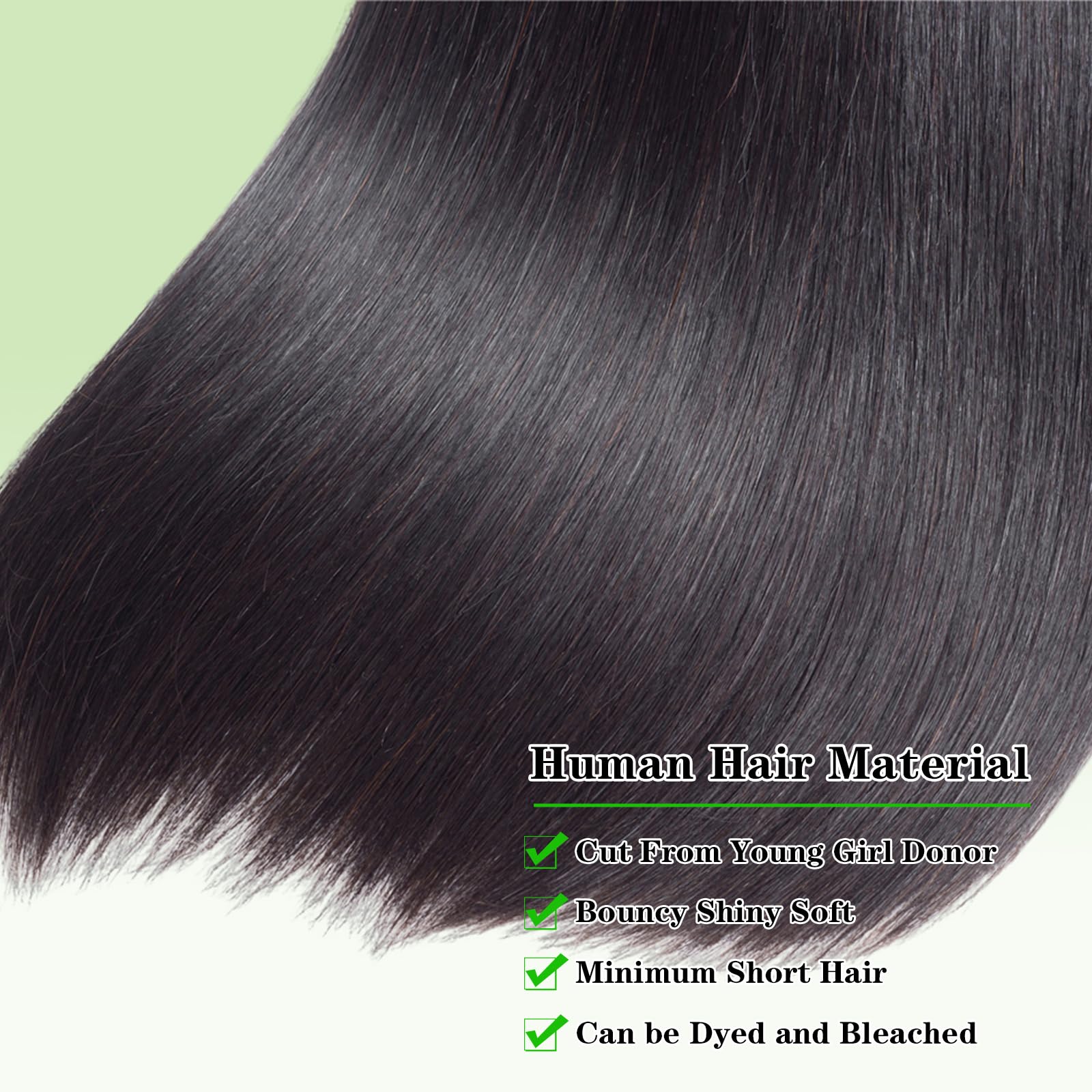 Kapelli 10A Brazilian Virgin Straight Human Hair Bundles with Closure 20 22 24+20 Inch - 3 Bundles Natural Black Remy Hair for Sew-in Weave, Extensions & Styling