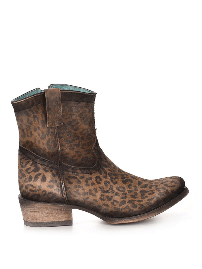 Corral C3627 Women's Leopard Print Round Toe Ankle Boots with Zipper - Stylish Western Booties for Casual Outfits & Country Music Festivals