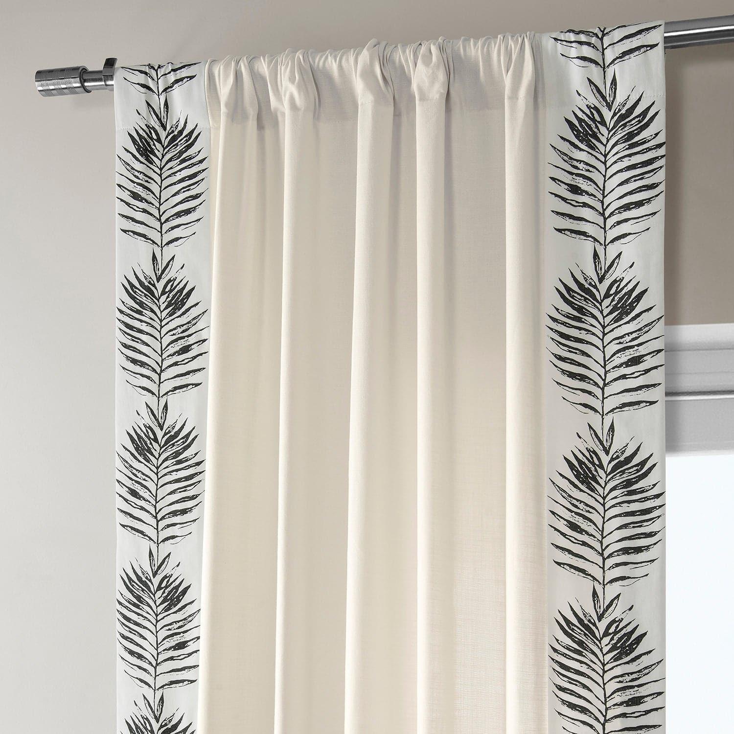 Black Bordered Cotton Curtains by Sago - Elegant Window Treatments for Living Room & Bedroom - Light Filtering & Privacy