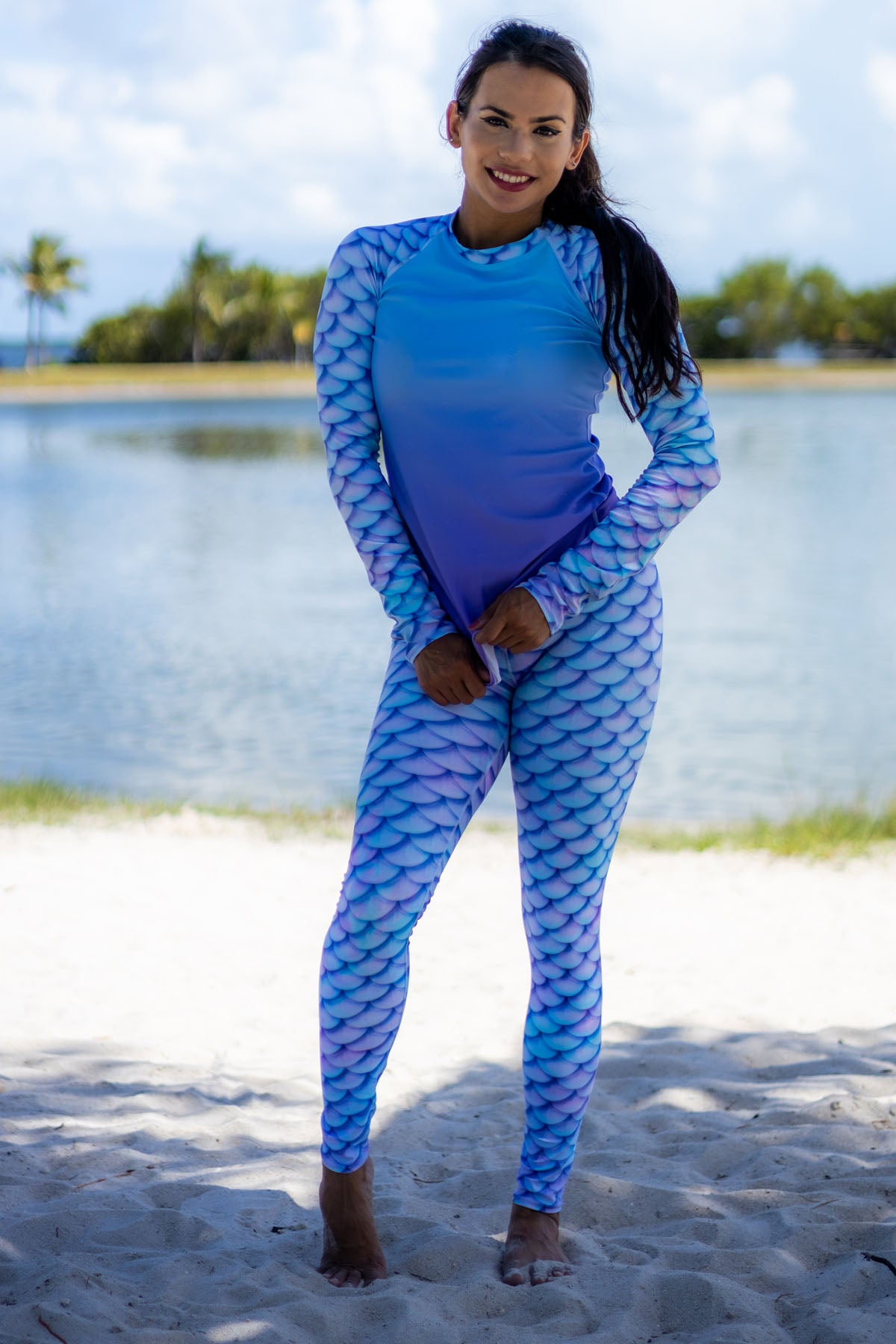 Opal Mermaid Rash Guard - UV Protection Swim Shirt for Women & Girls - Perfect for Swimming, Surfing, and Beach Activities