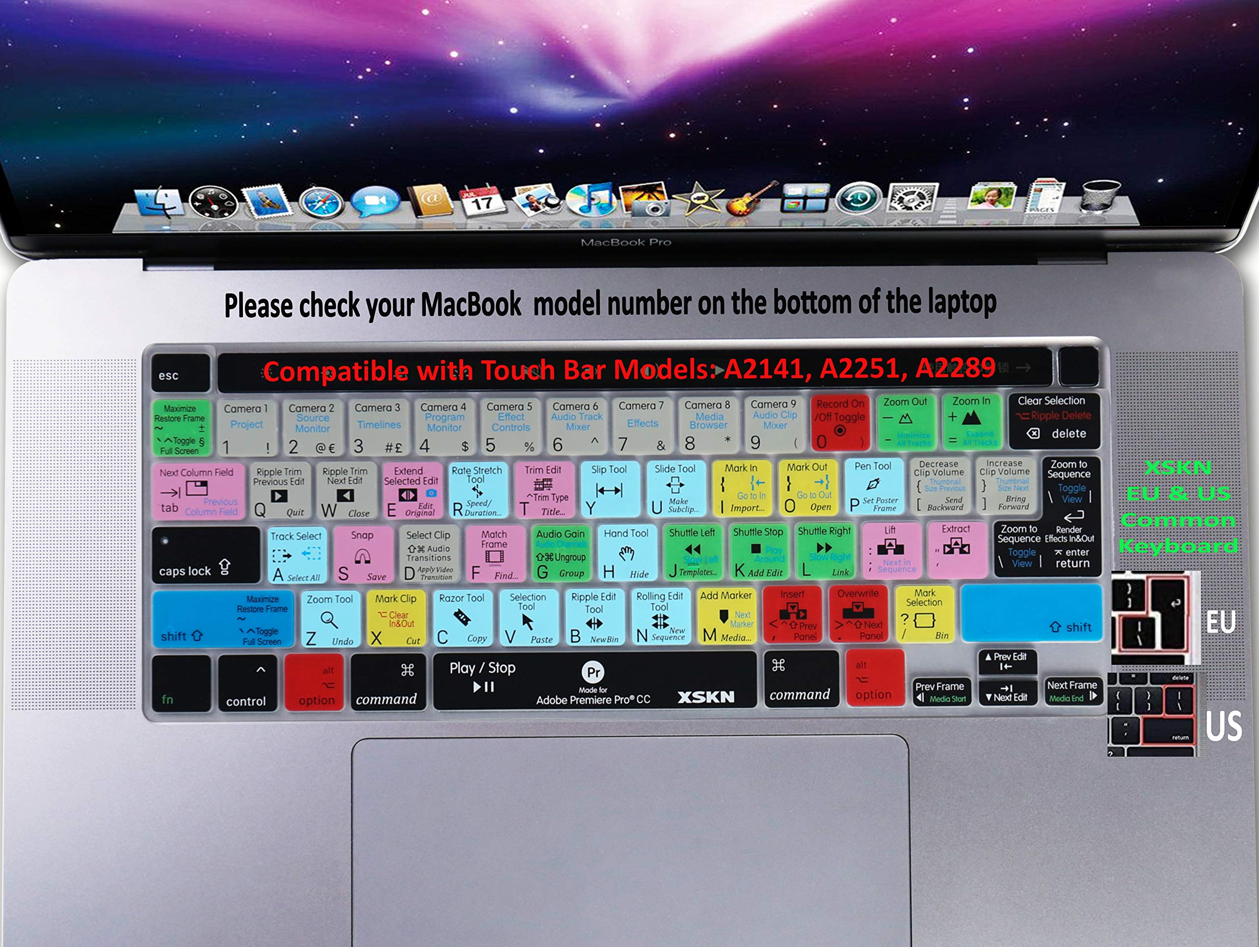 XSKN Premiere Pro CC Silicone Shortcut Keyboard Cover - Compatible with MacBook Pro 16
