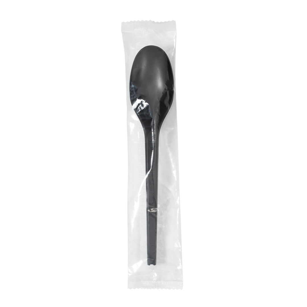Eco-Friendly Black CPLA Plastic Spoons - 250 Count, Heat Resistant, Compostable, 6.5 Inch Disposable Cutlery for Parties, Picnics & Catering