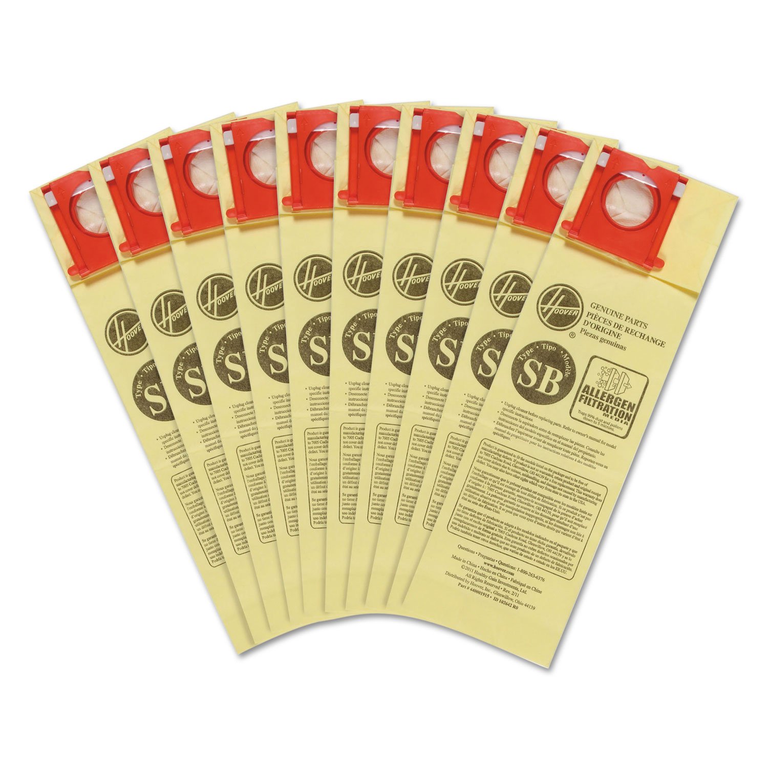 Hoover Vacuum Cleaner Bags Type SB - 10 Pack for Insight Upright Vacuums | Allergen Filtration | White | Part #AH10170 | Perfect for Pet Hair, Dust & Allergen Removal in Homes & Offices