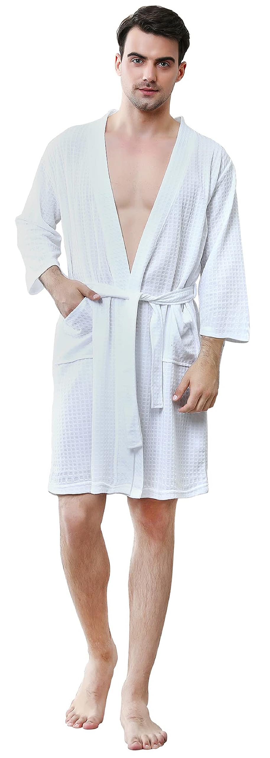 Men's Lightweight Summer Robes - Knee Length Soft Absorbent Bathrobe for Pool, Shower & Lounge Wear - Perfect for Beach, Spa & Home Relaxation