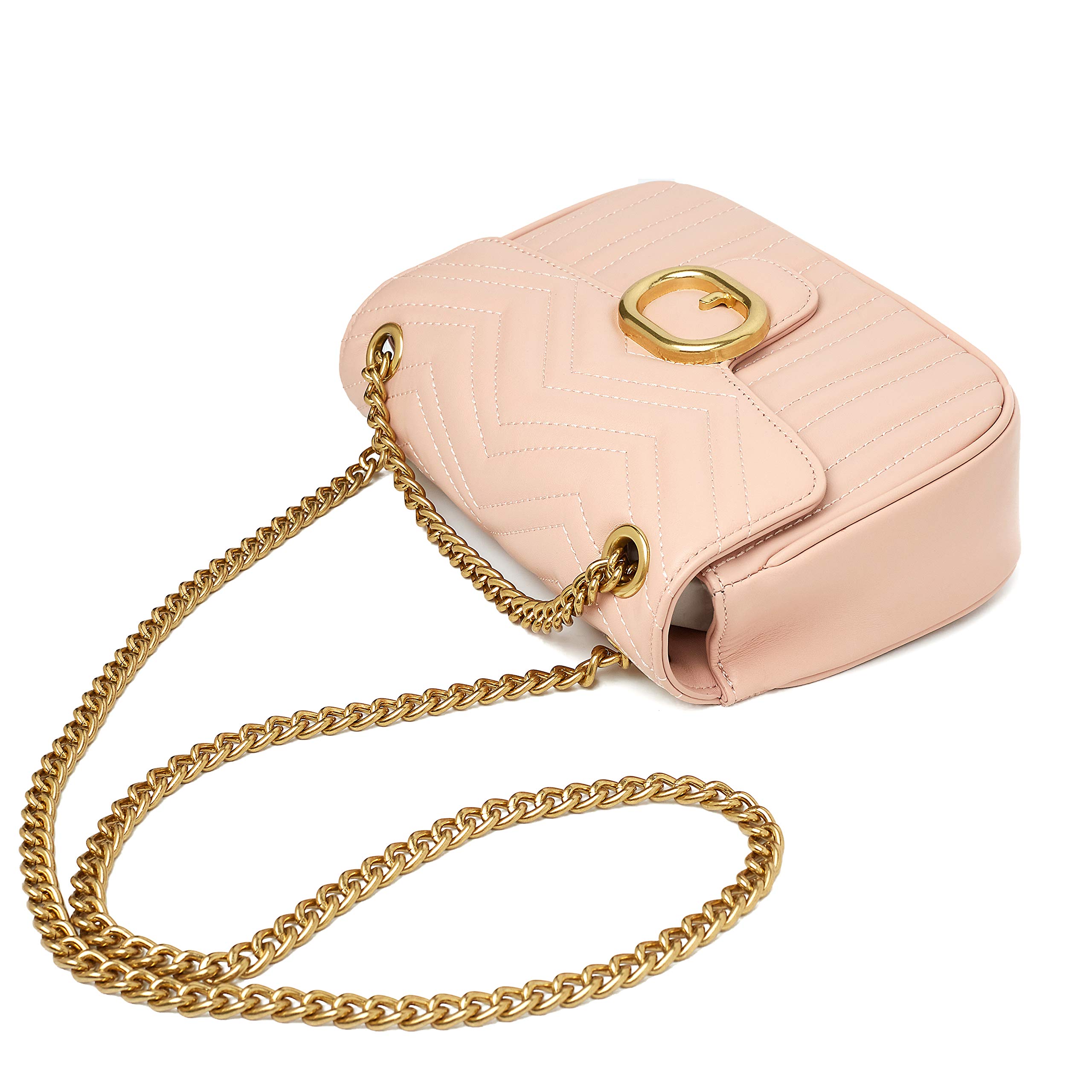 Chrysansmile Genuine Leather Quilted Crossbody Bag for Women - Stylish Shoulder Purse with Detachable Chain - Perfect for Work, Travel & Evening Out