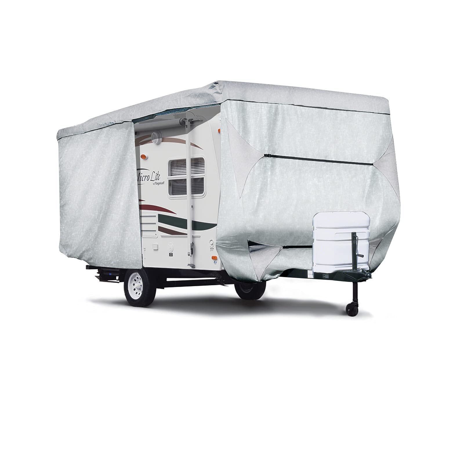 SavvyCraft ShieldAll Heavy Duty RV Trailer Cover with Access Panels - Waterproof Travel Camper Cover for 20-22 Feet Trailers - Perfect for Outdoor Storage, Winter Protection & Camping Adventures