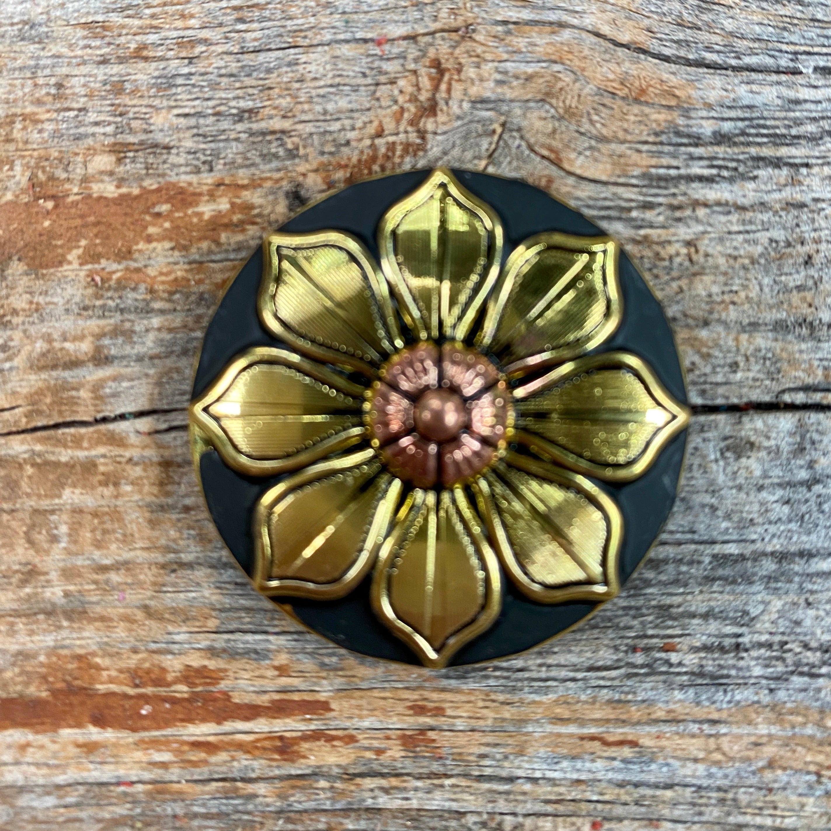 Black & Gold Sunflower Western Concho Belt Buckle W125 - Stylish Cowboy Accessory for Rodeo, Country Music Festivals & Western Fashion