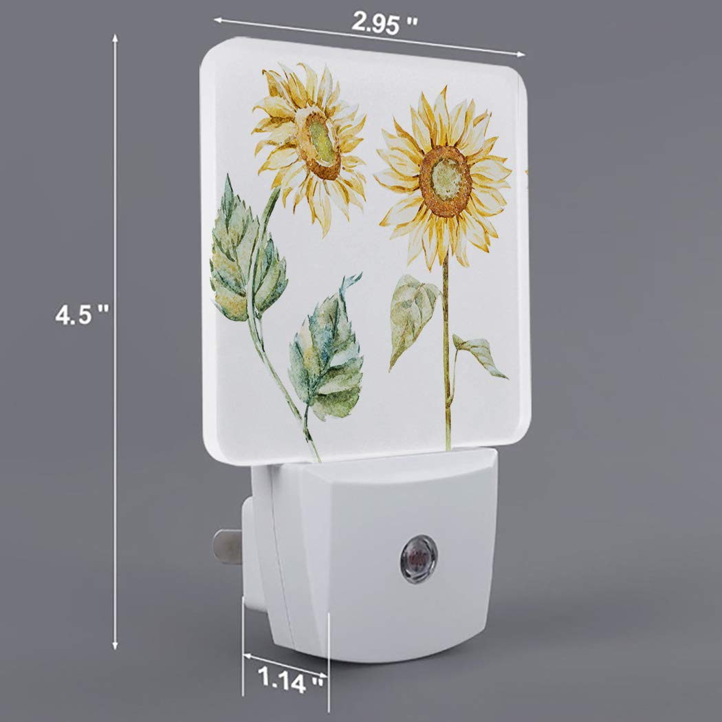 Sunflower LED Night Light with Auto Sensor - Plug in Wall Nightlight for Bathroom, Bedroom, Hallway - Bright & Dim Modes - Floral Decor for Kids, Girls & Adults - Perfect for Nighttime Safety & Cozy Ambience