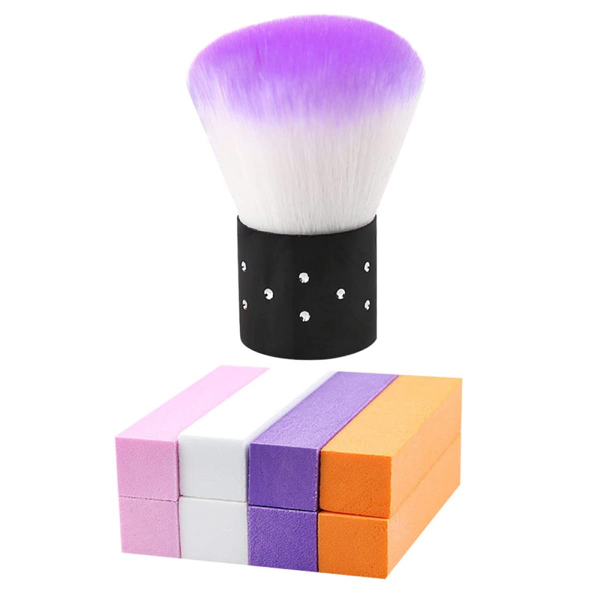 FRCOLOR Professional Nail File & Brush Set - 2 Pack Nail Art Tools with Cleaning Brush, Powder Brush, Polish Block & Remover for Salon & Home Manicure/Pedicure | Perfect for DIY Nail Care, Acrylic Nails & Gel Polish Application