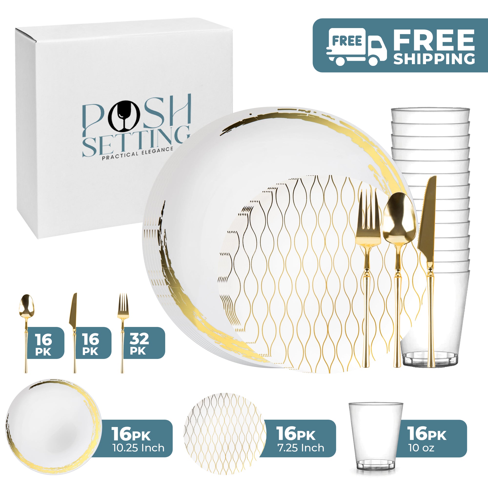 White and Gold Plastic Party Bundle Whisk Set - Premium Kitchen Utensils for Baking, Cooking, and Party Decorations - Perfect for Weddings, Birthdays, and Celebrations
