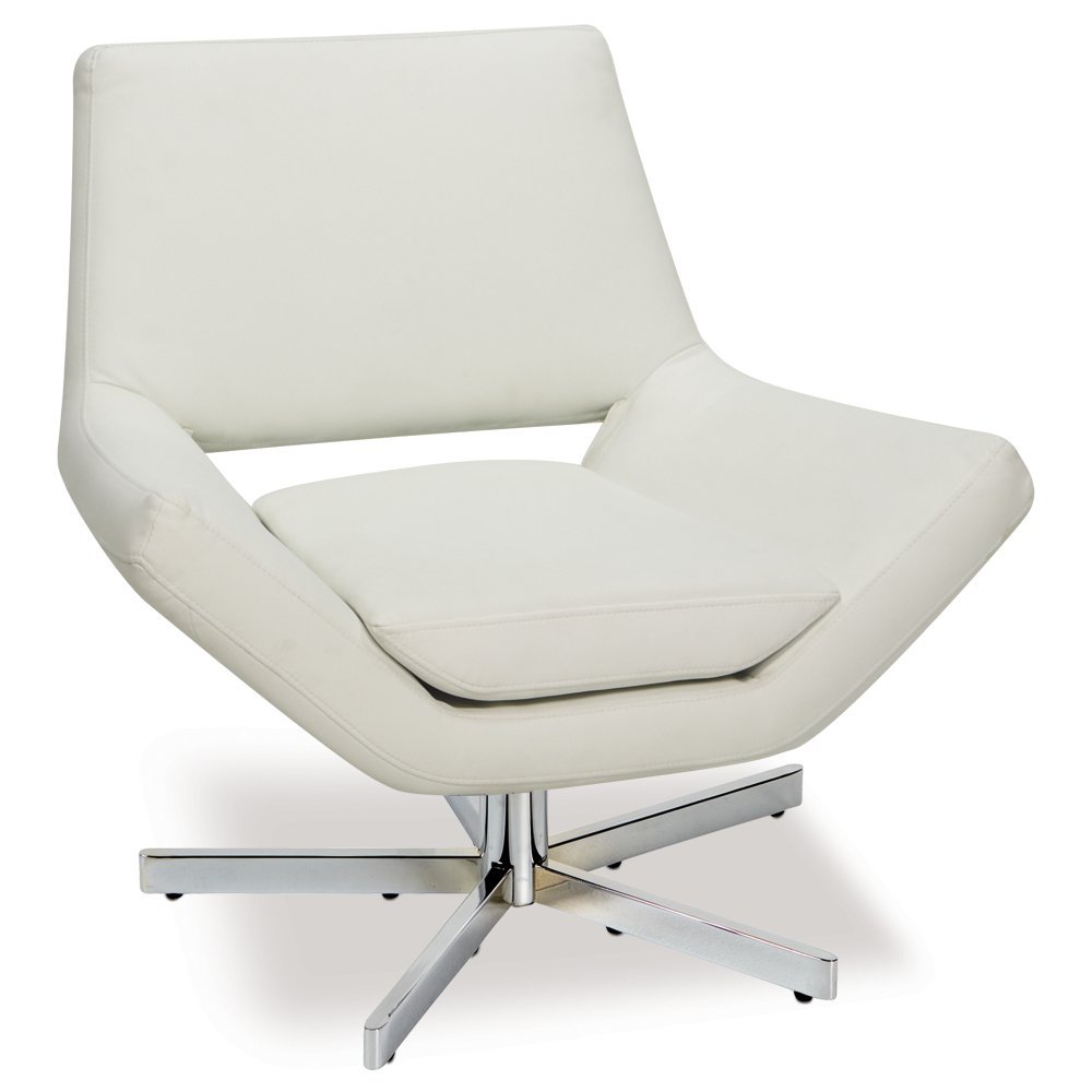 OSP Home Furnishings 30-inch Wide Lounge Chair in White - Modern Accent Chair for Living Room, Bedroom or Office