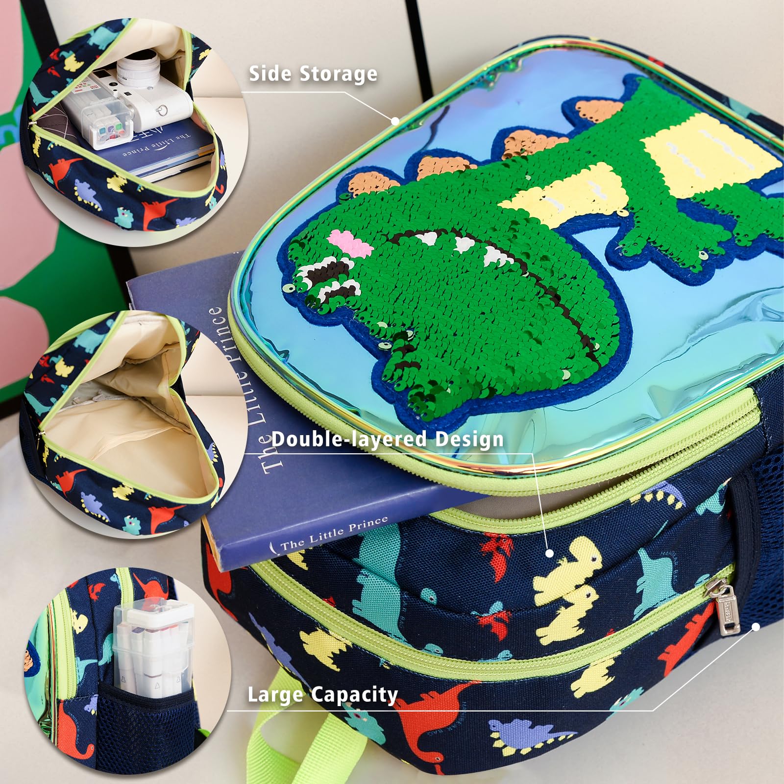 Dinosaur Kids Backpack for Boys & Girls - School & Travel Use