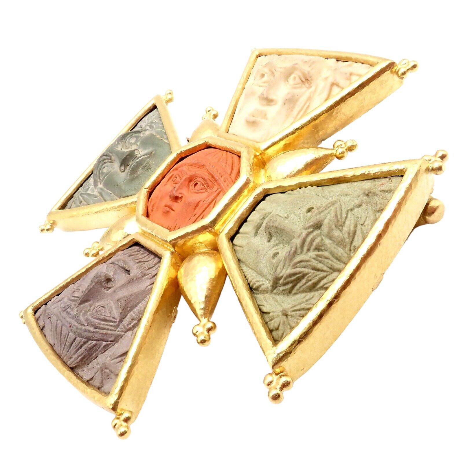 Elizabeth Locke 18k Yellow Gold Bomarzo 5 Faces Maltese Cross Brooch & Pendant - Elegant Jewelry for Women, Perfect for Parties, Weddings & Special Occasions