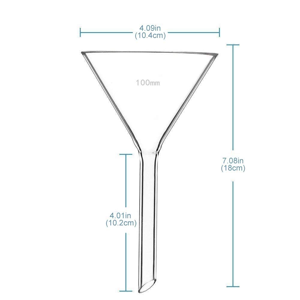 Karter Scientific 213V15 - 100mm Borosilicate Glass Funnel with Short Stem & Heavy Wall (Pack of 24) - Ideal for Chemistry Labs, Home Brewing & Essential Oil Distillation