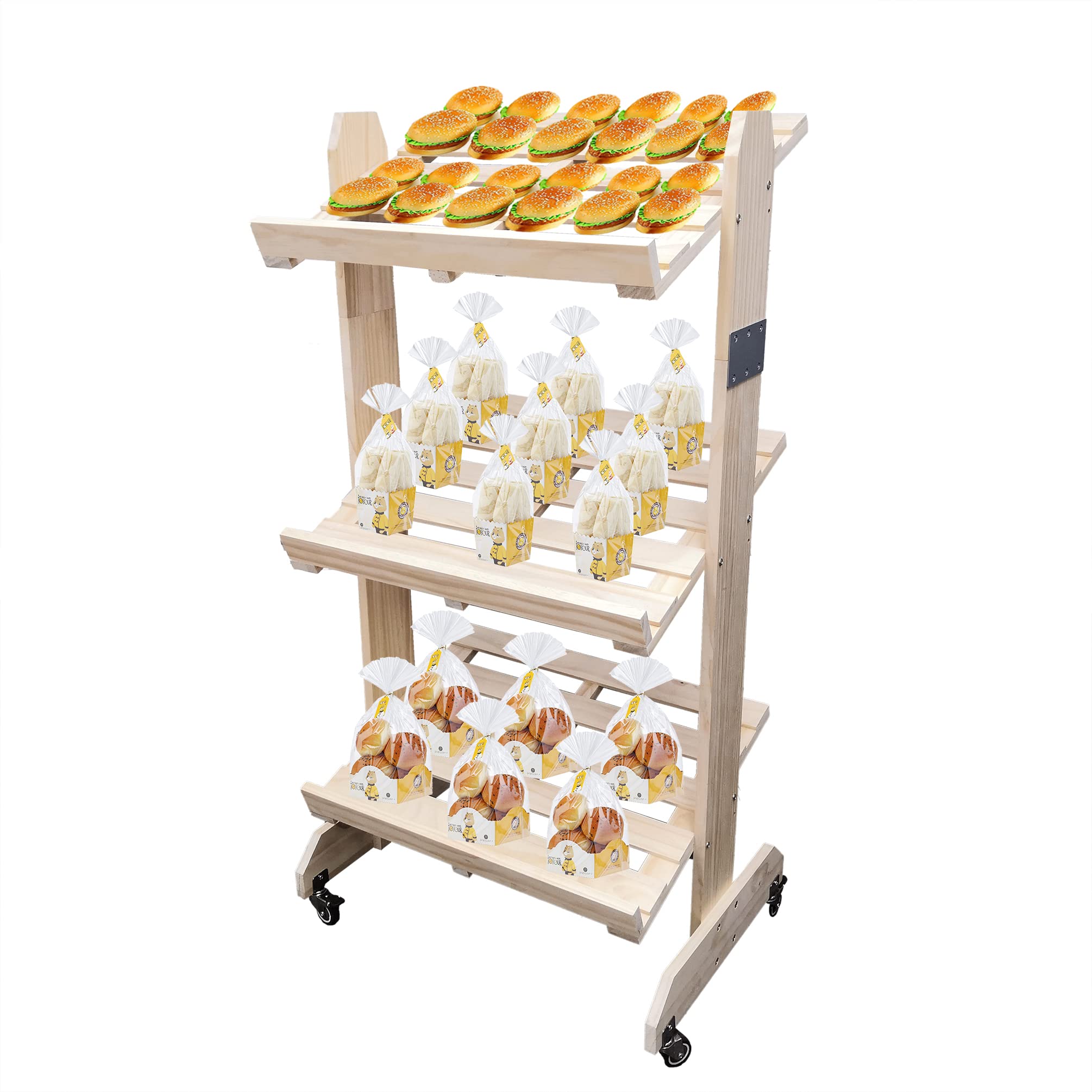 FixtureDisplays® Solid Wood Bakery Display Rack - 26.8