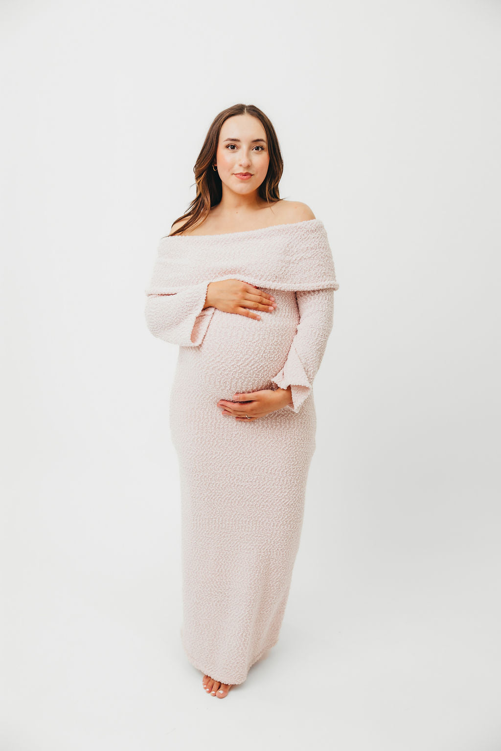 Nora Knit Maxi Dress in Dusty Pink - Bump Friendly Maternity Dress for Women | Comfortable Stretchy Long Dress for Pregnancy, Nursing & Everyday Wear | Perfect for Casual Outings, Baby Showers & Special Occasions